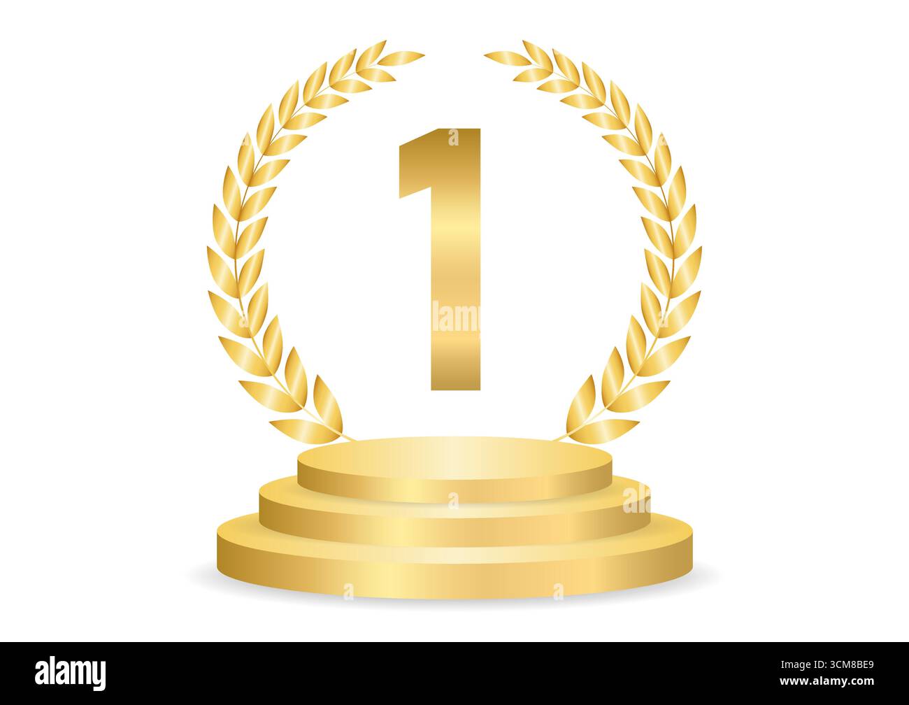 Die Nummer eins der Goldenen oder der erste Gewinner auf dem Podium der Bühne. Siegerpodest. Champion und Sieger oder Celebration-Konzept. Vektorabbildung. Stock Vektor