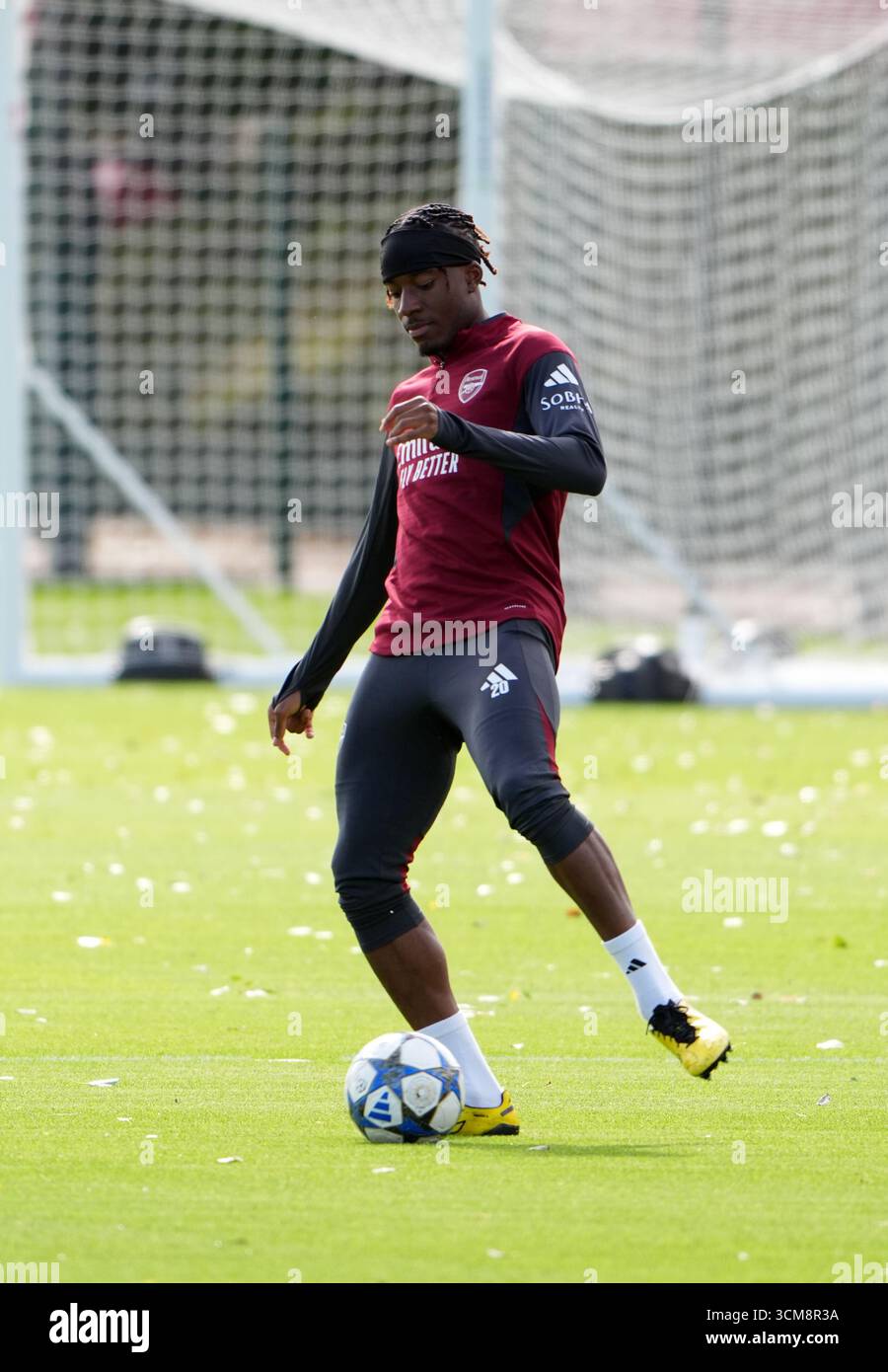 Arsenals Noni Madueke während eines Trainings im Sobha Realty Training Centre in London. Bilddatum: Montag, 15. September 2025. Stockfoto