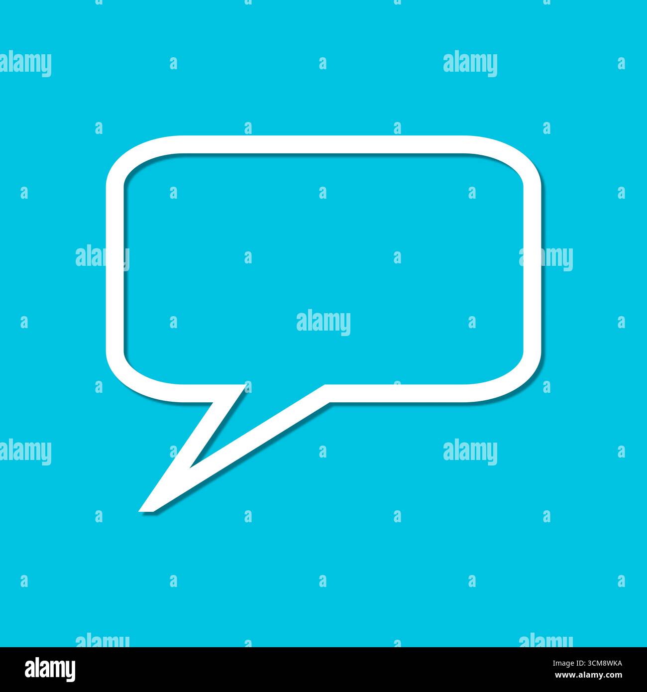 Leere Sprechblase auf blauem Hintergrund – Kommunikation, Kontakt, Chat oder Forum Stockfoto