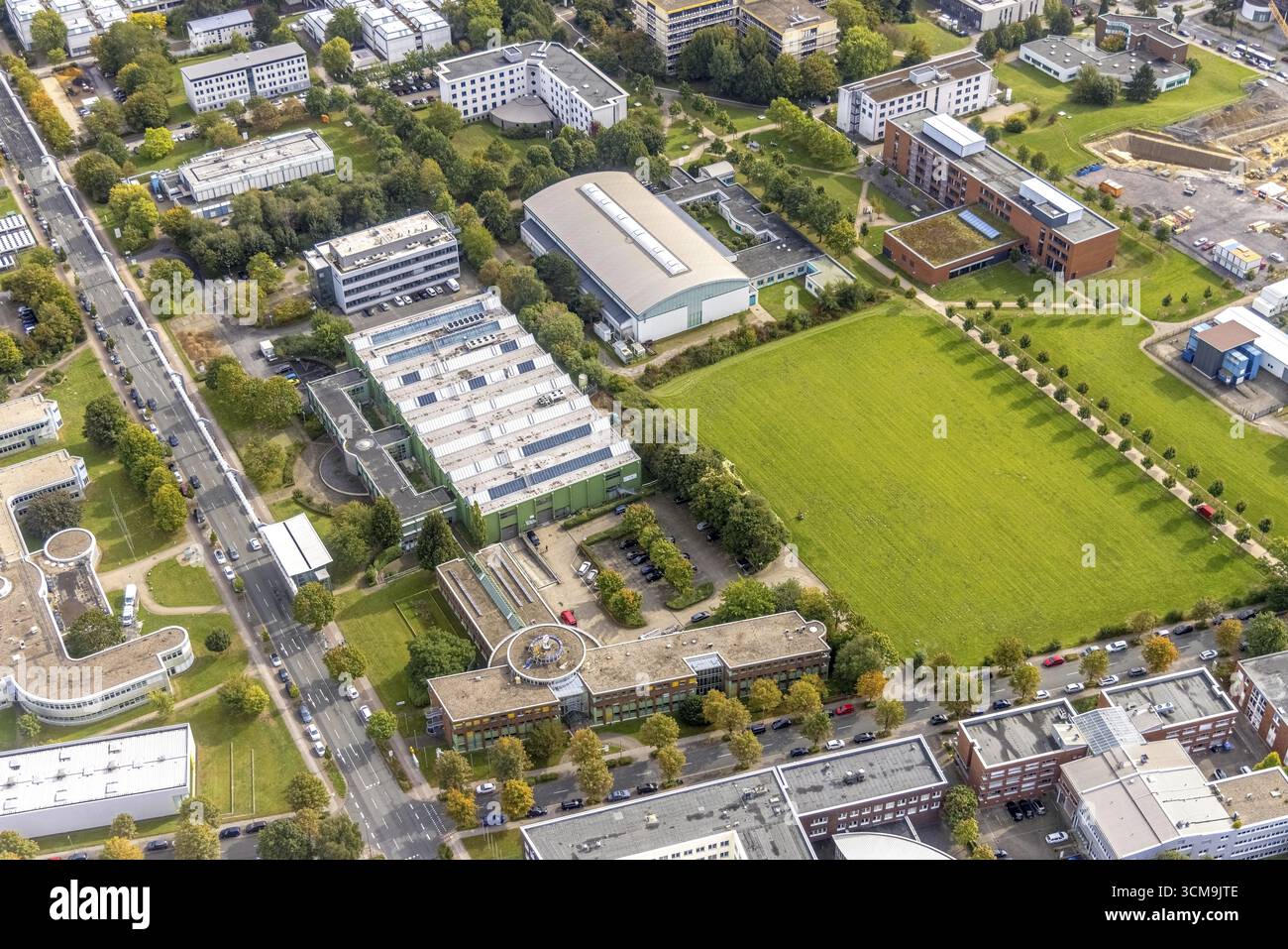 Luftaufnahme des TZDO - TechnologieZentrumDortmund GmbH, Technische Universität Dortmund Campus Nord mit dem Technologiezentrum und dem EMV-Test Nordrhein Stockfoto