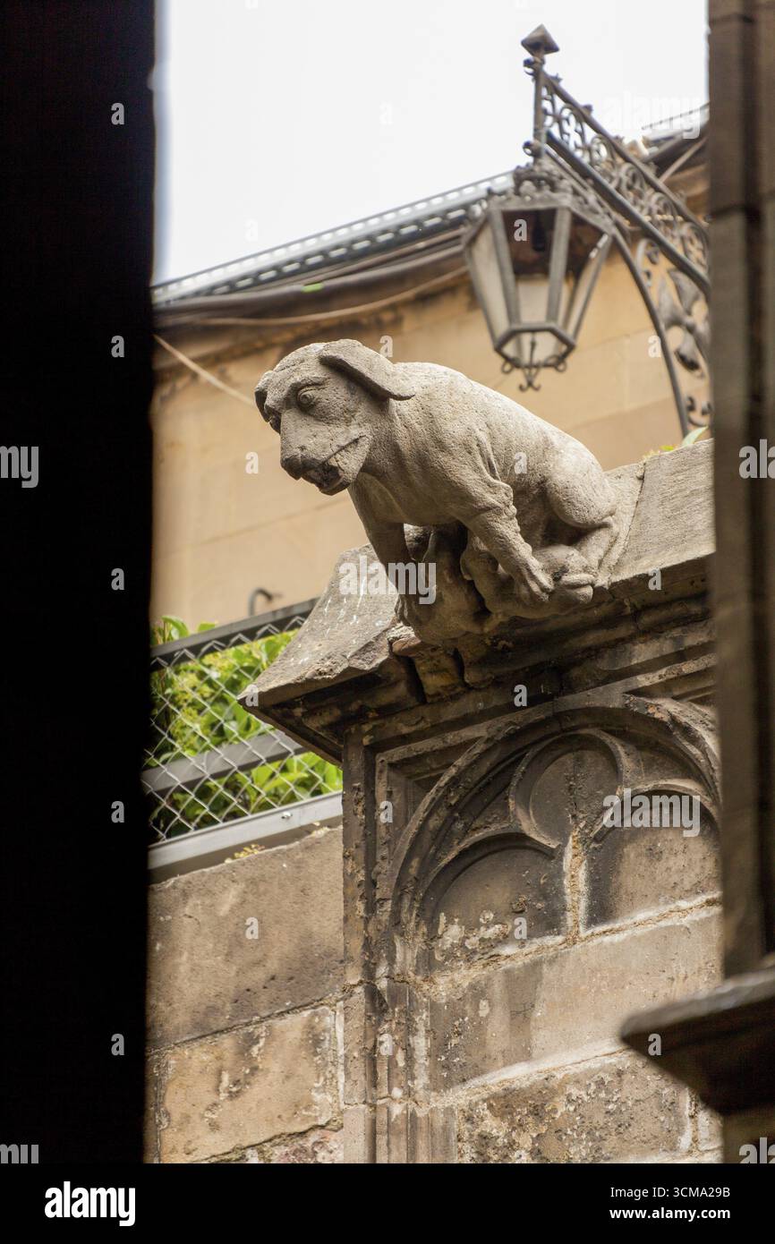 Dämonenfigur, Kreuzgang der Kathedrale von Barcelona, Barcelona, Katalonien, Spanien, Europa, Stadtbesichtigung, Tourismus, Europa Stadtbesichtigung, Katalonien, Stadttourismus, tou Stockfoto
