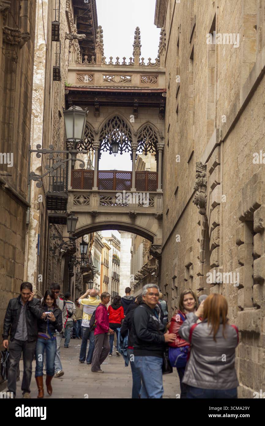 Seufzerbrücke, Altstadt, Barcelona, Katalonien, Spanien, Europa, Stadtrundfahrt, Tourismus, Europa Stadtrundfahrt, Katalonien, Stadttourismus, Tourismus Stadtbesichtigung Stockfoto