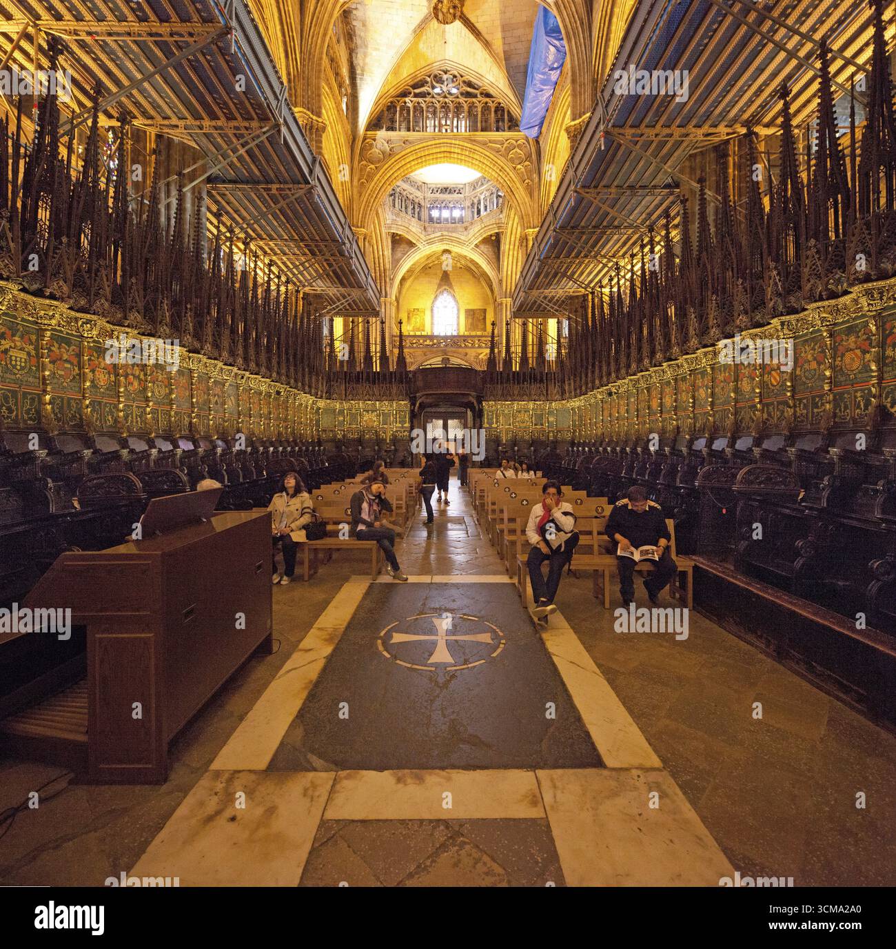 Innenraum, Kathedrale von Barcelona, Chor, Kirche, Barcelona, Katalonien, Spanien, Europa, Stadtbesichtigung, Tourismus, Stadtbesichtigung Europa, Katalonien, Stadttourismus, nach Stockfoto
