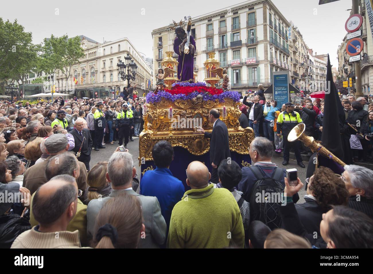 Tour durch Barcelona, Karwoche, Barcelona, Stadtbesichtigung, Tourismus, Katalonien, Spanien, Europa, Stadtbesichtigung, Katalonien, Stadttourismus, Tourismus c Stockfoto