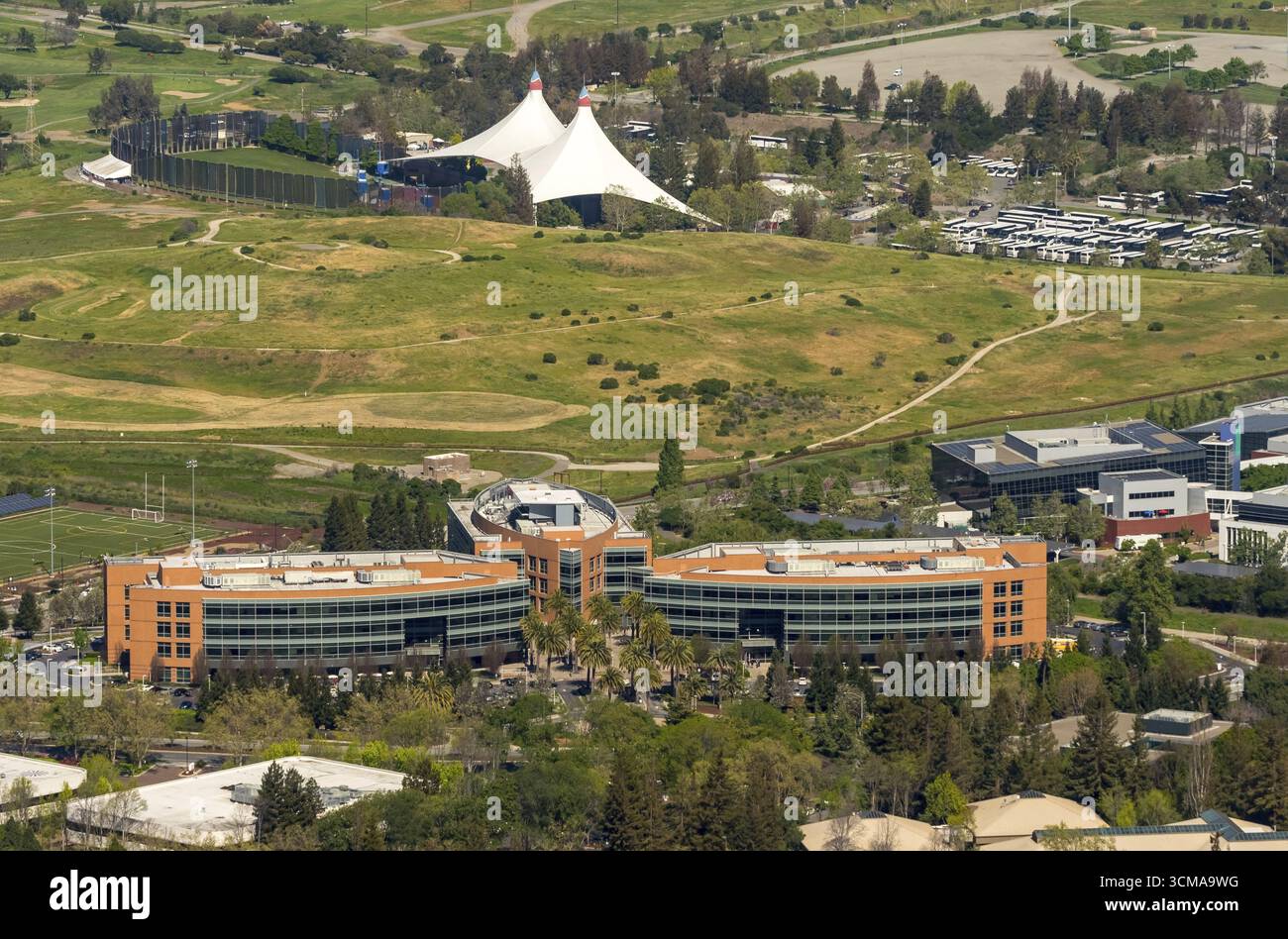 Google Hauptsitz googleplex, Silicon Valley, Kalifornien, USA, Santa Clara, Kalifornien, USA, Mountain View, USA, Europa, Luft Stockfoto