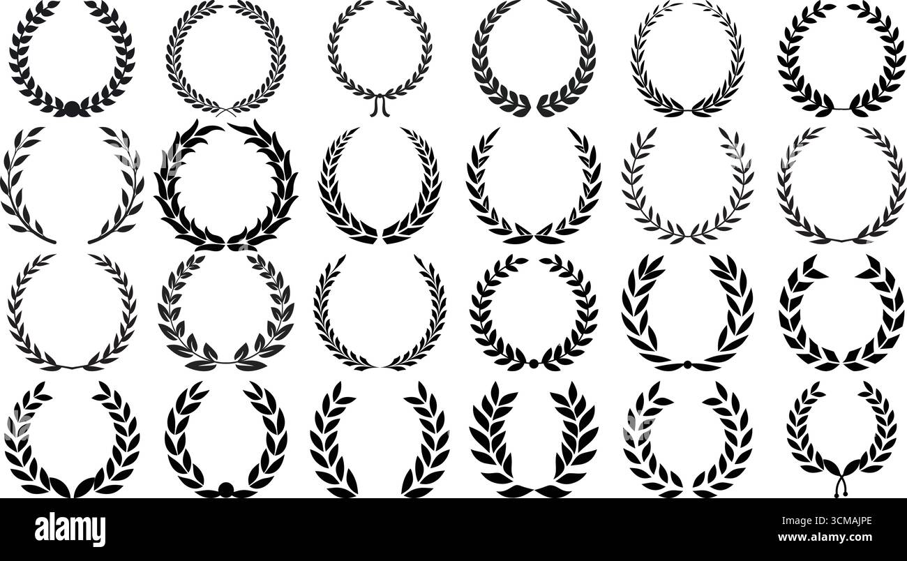 Laurel Wreath Icons for Victory, Award and Achievement Symbols Stock Vektor