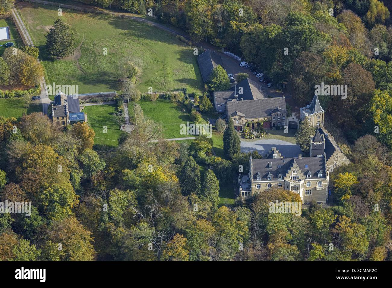 Luftaufnahme, Haus Mallinckrodt, Westende, Herdecke, Ruhrgebiet, Nordrhein-Westfalen, Deutschland, Schloss, DE, Europa, Herrenhaus, aus der Luft, aus der Luft p Stockfoto