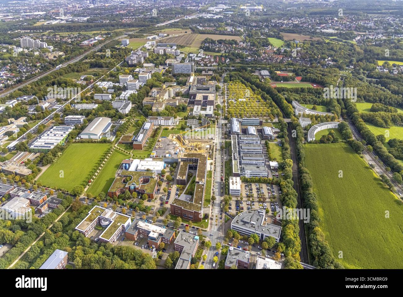 Luftaufnahme des TZDO - TechnologieZentrumDortmund GmbH, Technische Universität Dortmund mit dem BioMedizinZentrum BMZ und dem Max-Planck-Institut fue Stockfoto