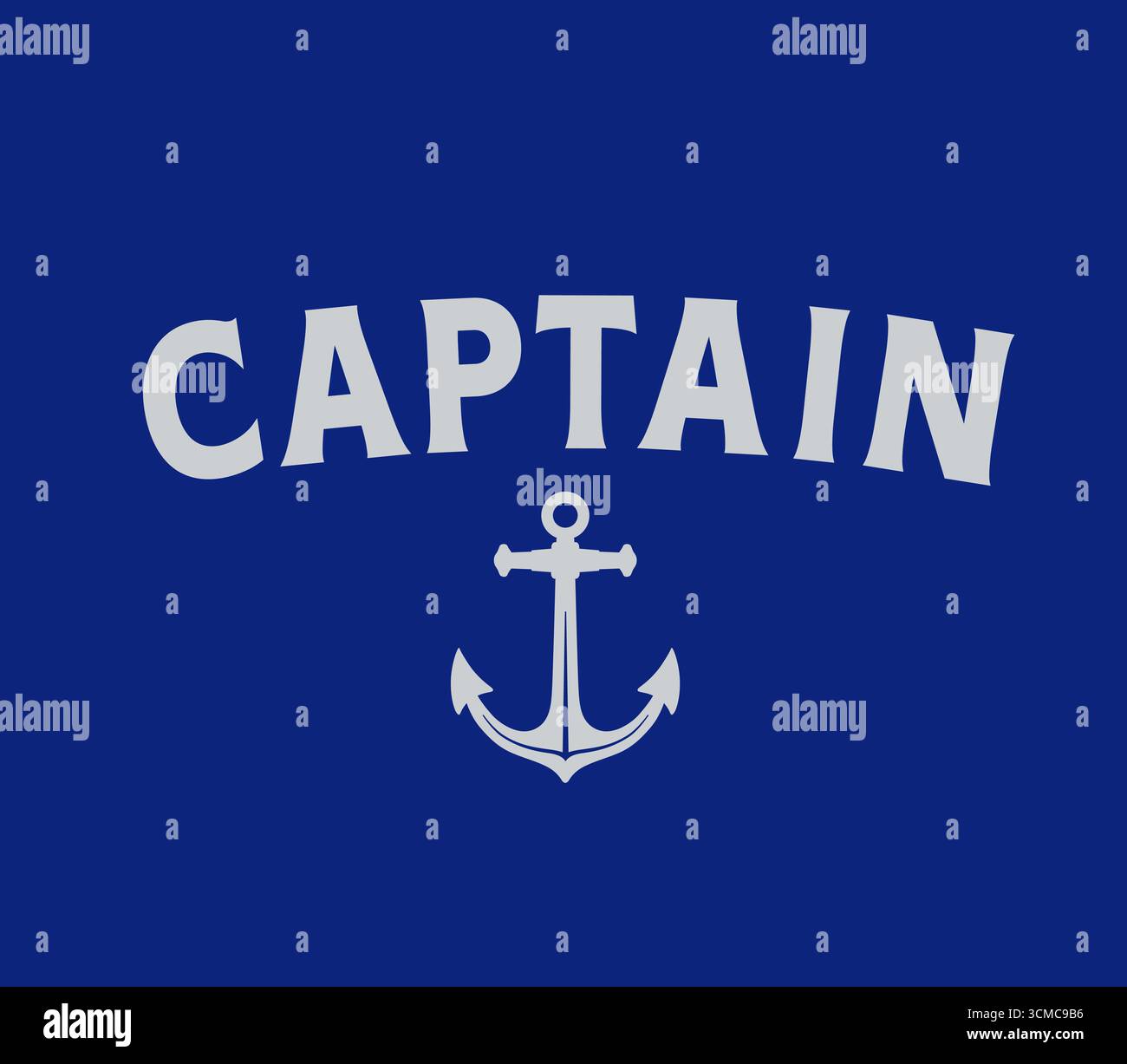 Captain T-Shirt-Design für Bootsführer mit nautischem Anker. Seefelder in Silhouette mit Text für Hoodie oder Schiffskleid. Vektorabbildung Stock Vektor