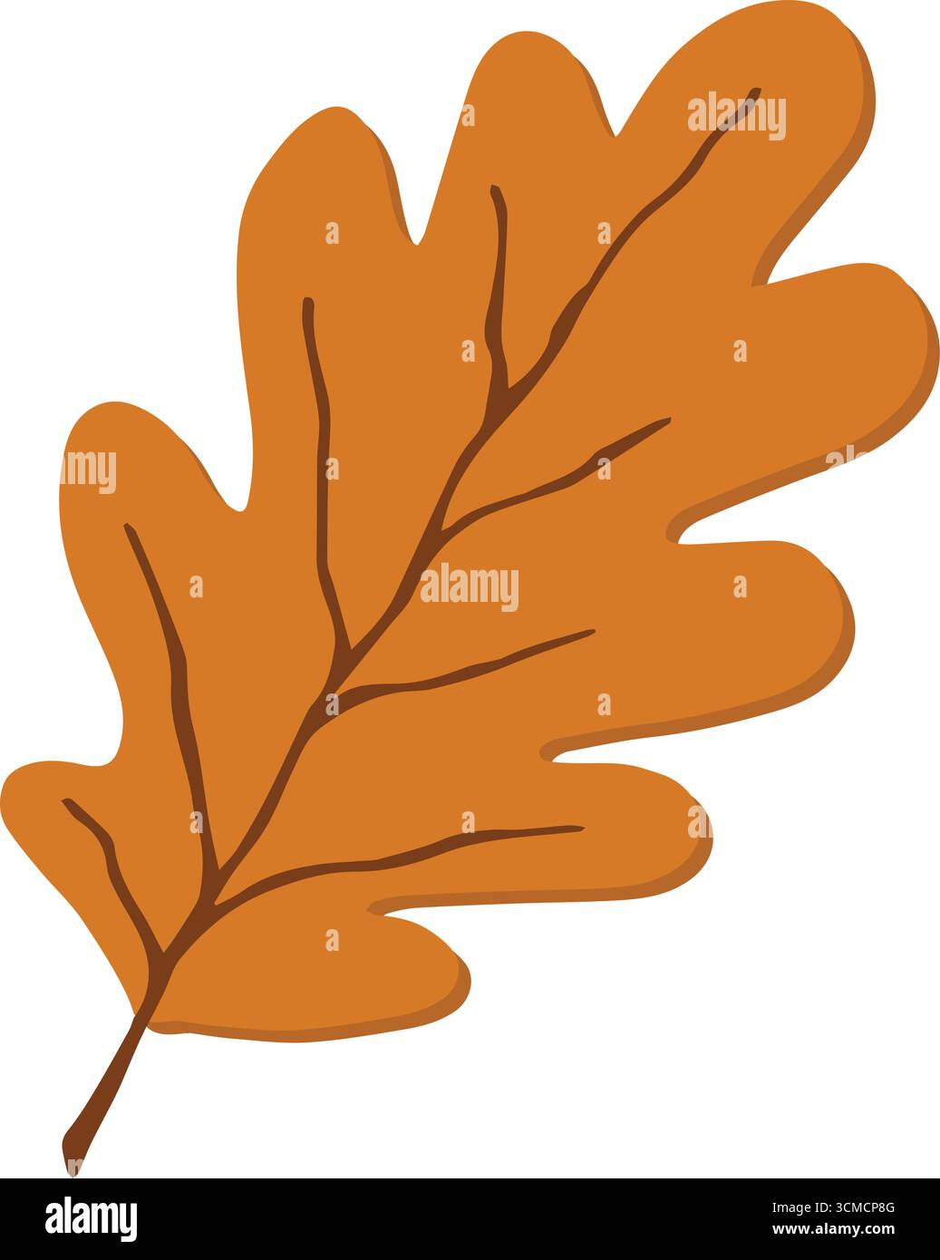 Abbildung aus orangefarbenem Eichenblatt isoliert auf transparentem Hintergrund. Einrichtung in gelbem Herbst in natürlicher Natur. Fall Botanik-Objekt ausschneiden. Handgezeichnetes Clipart, einzeln Stock Vektor