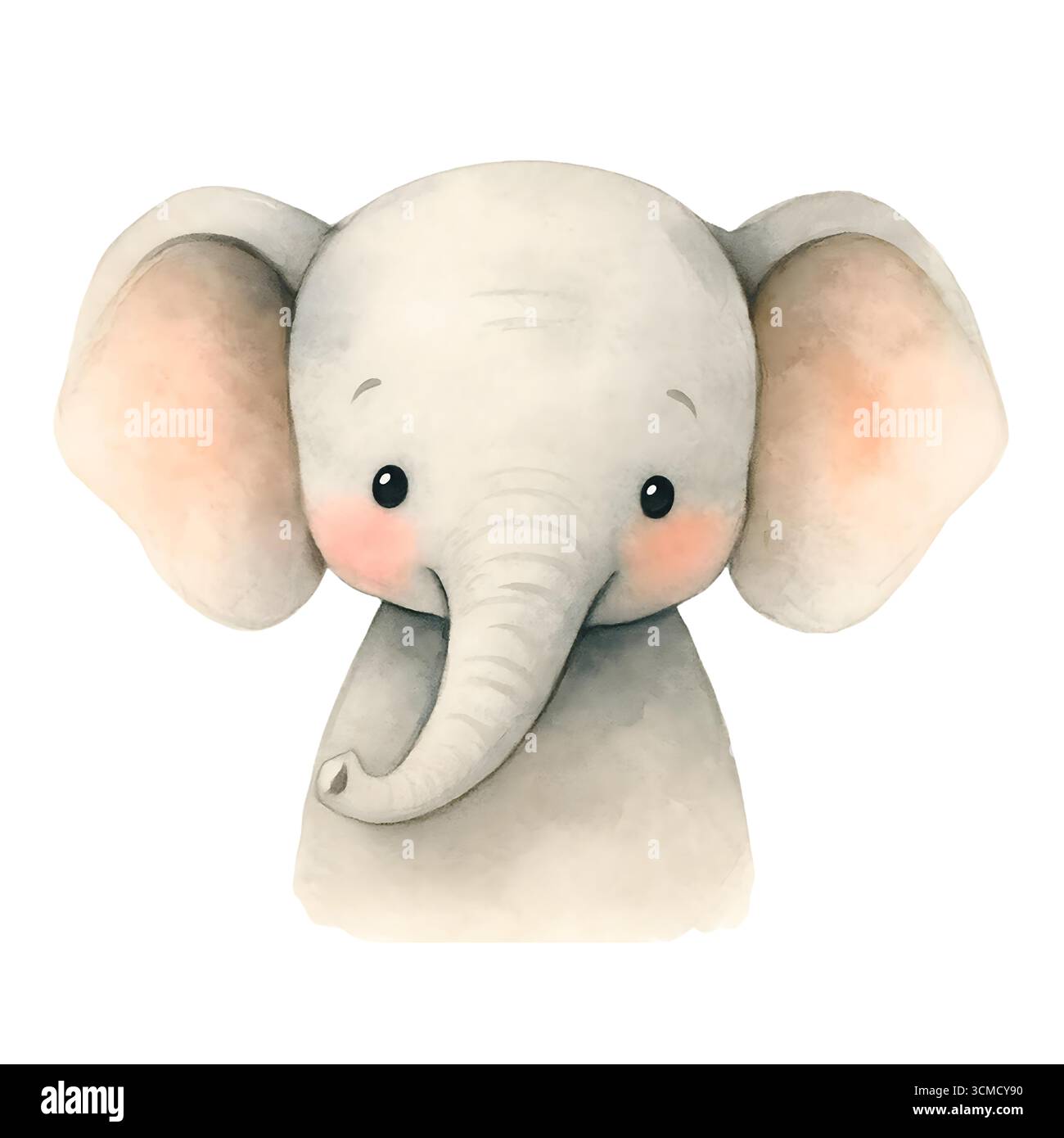 Aquarell Elephant Clipart – niedliche Baby Elephant Illustrationen für Kinderzimmer und Party Design Stockfoto