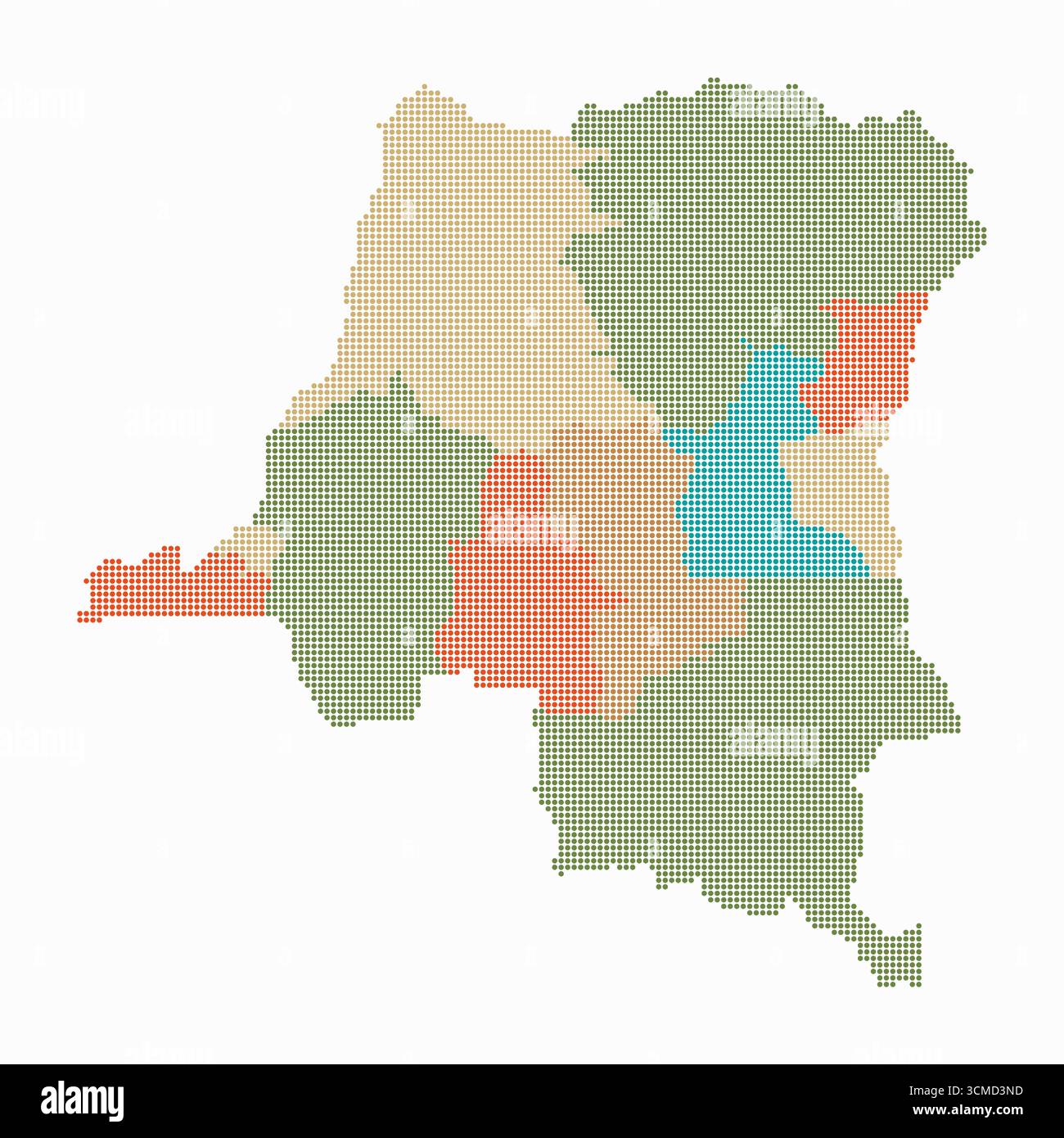 Demokratische Republik Kongo gepunktete Karte. Digitale Landkarte des Landes auf weißem Hintergrund. Stock Vektor