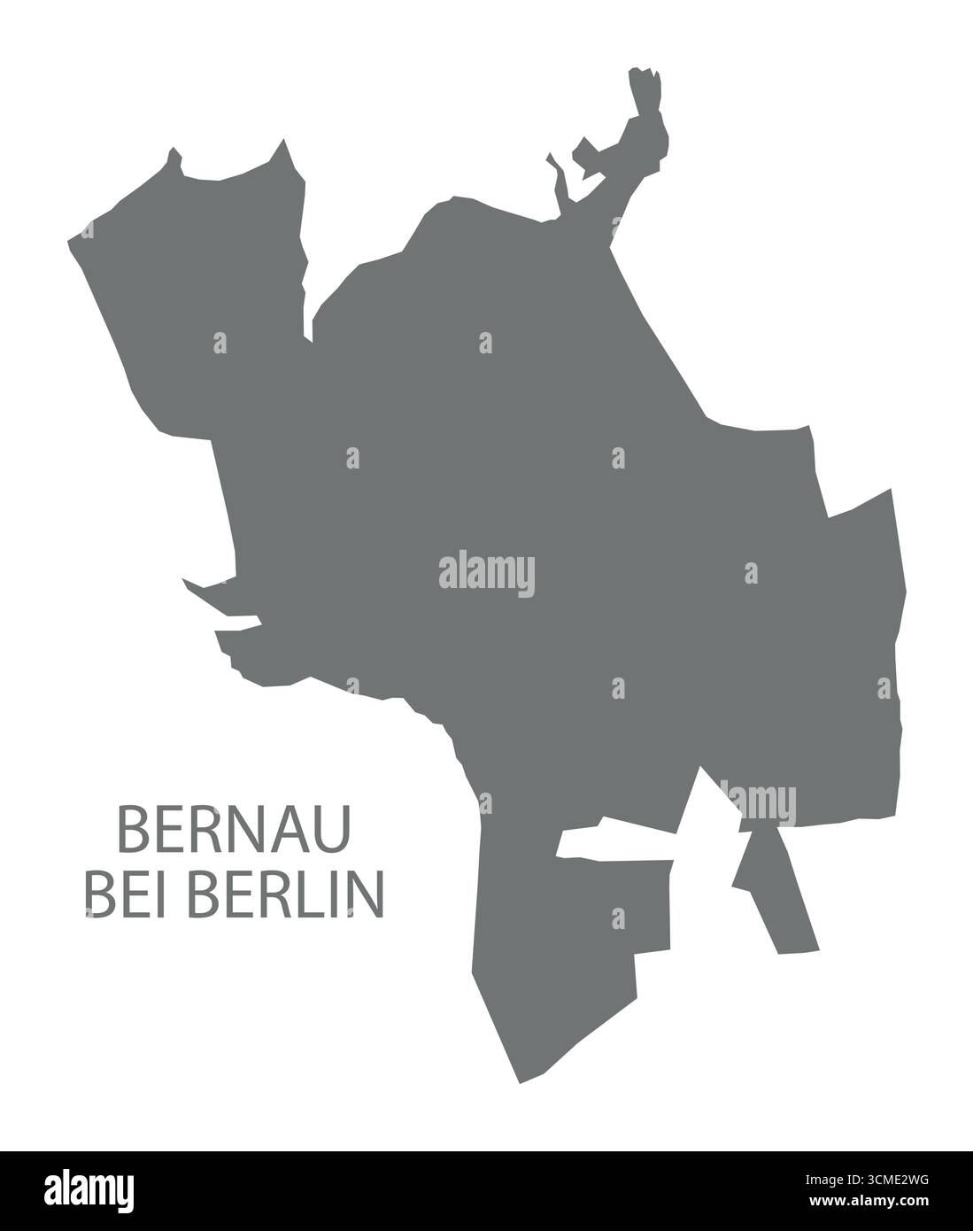 Bernau bei Berlin Stadtplan mit grauer Illustration Silhouettenform Stock Vektor
