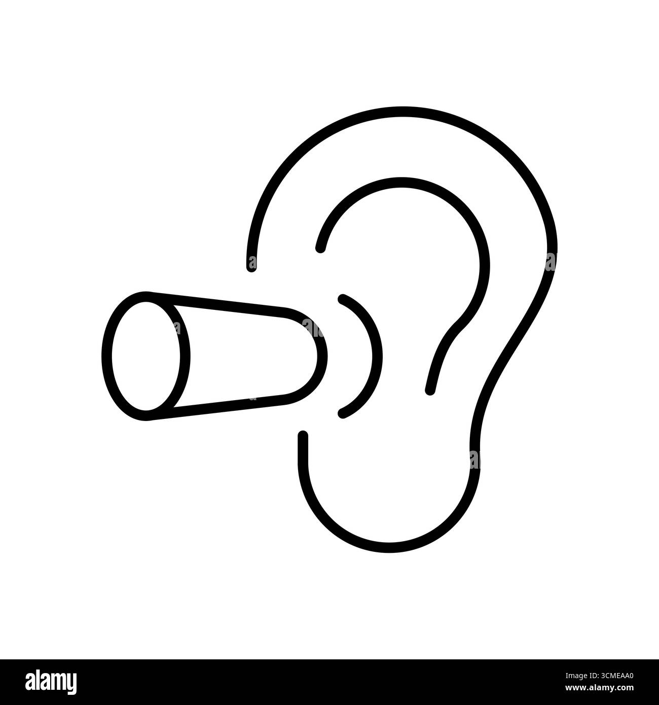 Symbol für Ohrstöpsel. Lärmreduzierung und Gehörschutz. Geräuschisolierung. Sicherheit am Arbeitsplatz, Schlafhilfe, Reisekomfort und Gehörgesundheit. Vektor Stock Vektor