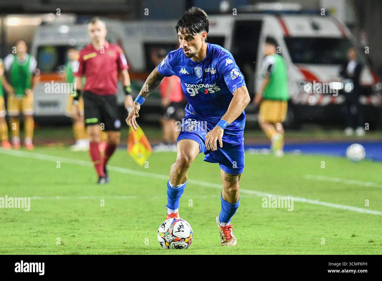 Empoli, Italien. September 2025. Salvatore Elia (Empoli) während des Spiels Empoli FC gegen Spezia Calcio, italienischer Fußball Serie B in Empoli, Italien, 14. September 2025 Credit: Independent Photo Agency/Alamy Live News Stockfoto