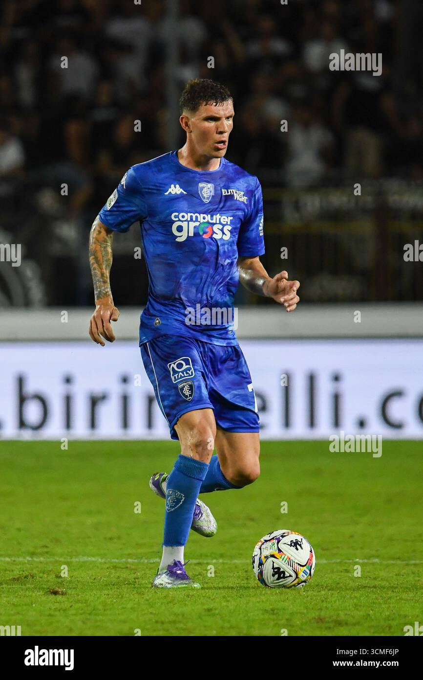 Empoli, Italien. September 2025. Franco Ezequiel Carboni (Empoli) während des Spiels Empoli FC gegen Spezia Calcio, italienischer Fußball Serie B in Empoli, Italien, 14. September 2025 Credit: Independent Photo Agency/Alamy Live News Stockfoto