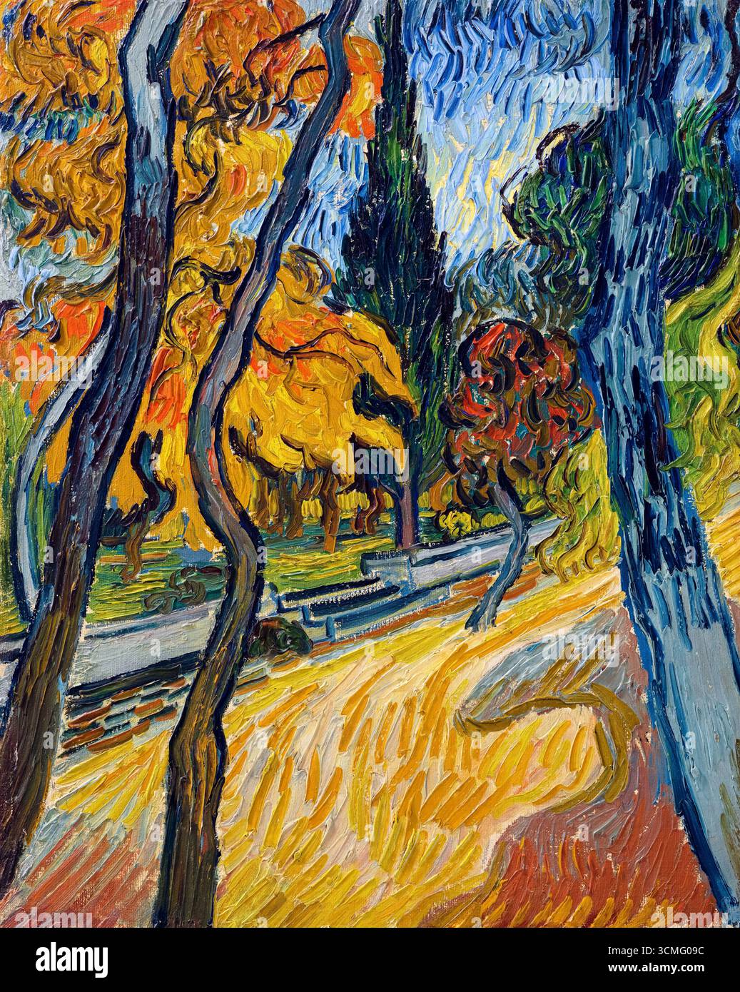 Vincent van Gogh, Bäume im Garten von Saint-Paul's Hospital, Gemälde in Öl auf Leinwand, 1889 Stockfoto
