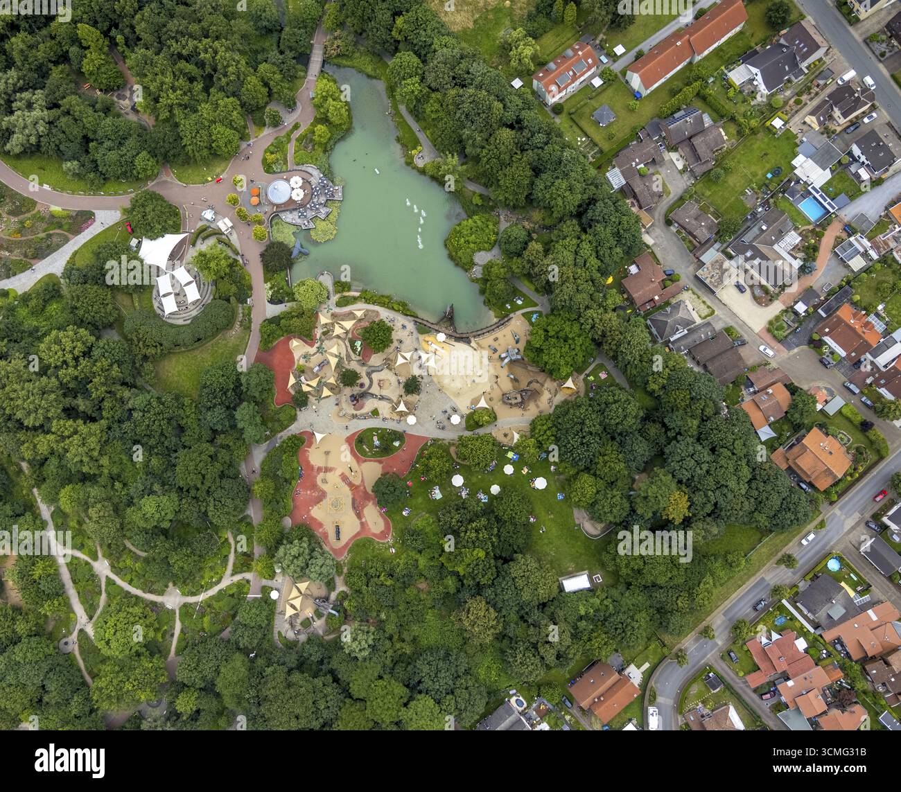 Luftbild, Freizeitpark Maximilianpark, Uentrop, Hamm, Ruhrgebiet, Nordrhein-Westfalen, Deutschland, DE, Europa, Brunnenteich, Freizeiteinrichtung, lei Stockfoto