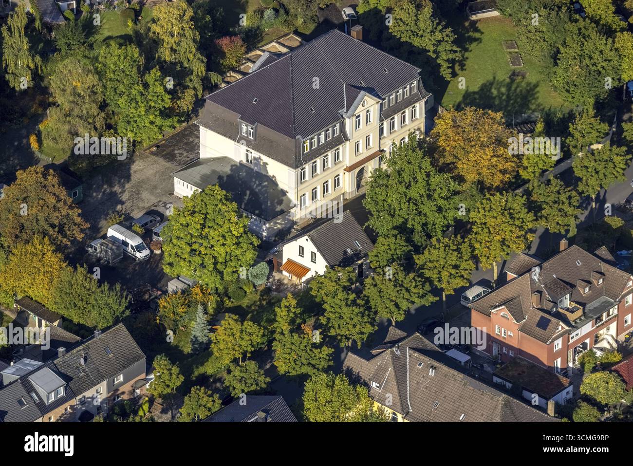 Luftaufnahme, JBH Jugendwerkstatt Ahornstraße zur Integration in den Ausbildungsmarkt und Arbeitsmarkt im Bezirk Resse Gelsenkirchen Stockfoto