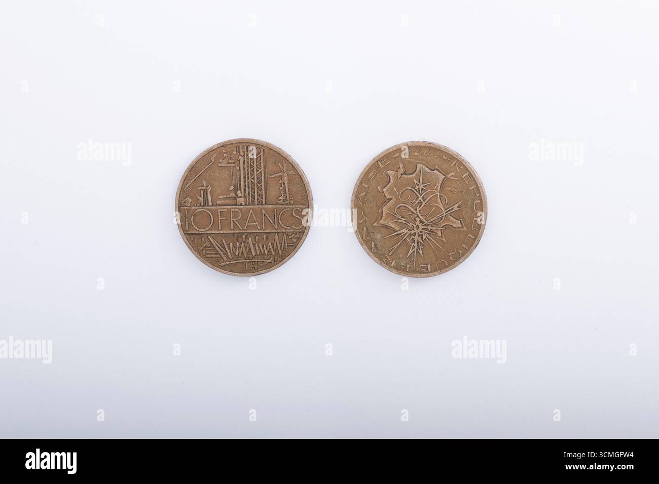 Alte 10 Francs Mathieu Münze Frankreich 1970er Jahre Stockfoto