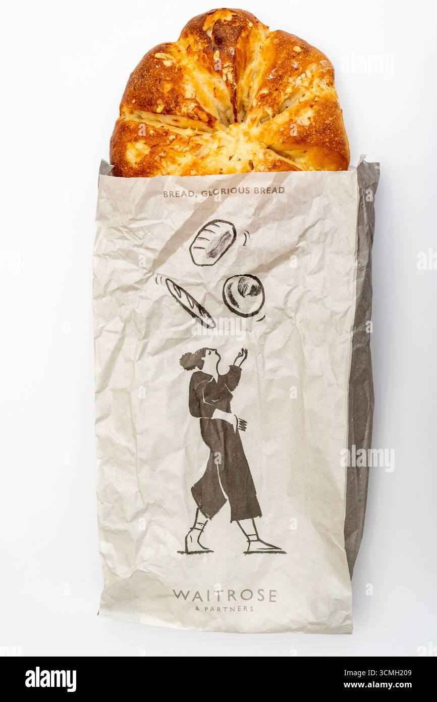 Waitrose Bäckerei Käse und Zwiebeltränen und Brot teilen Stockfoto