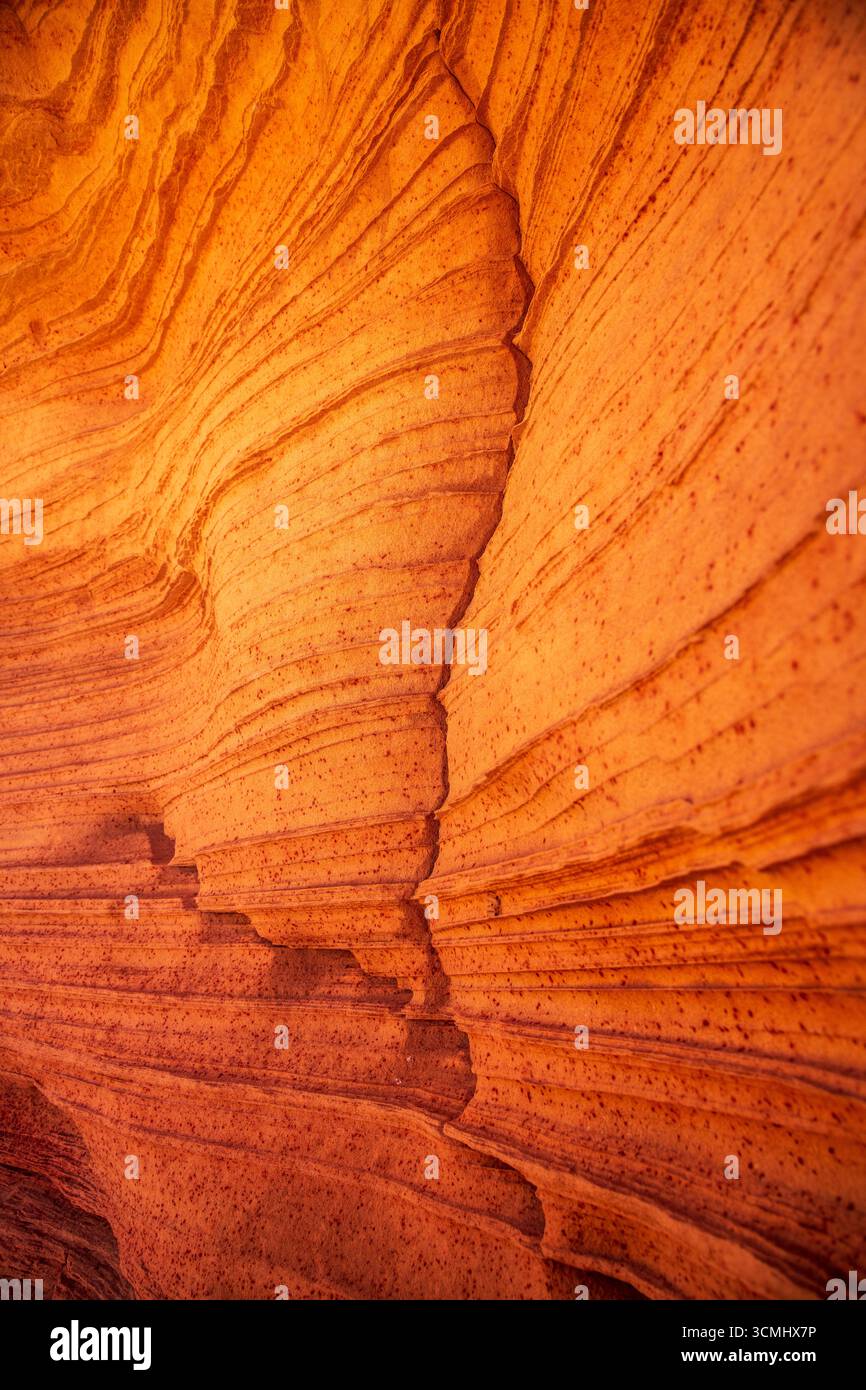 Nahaufnahme der Sandsteinmauer in Page, Arizona. Stockfoto