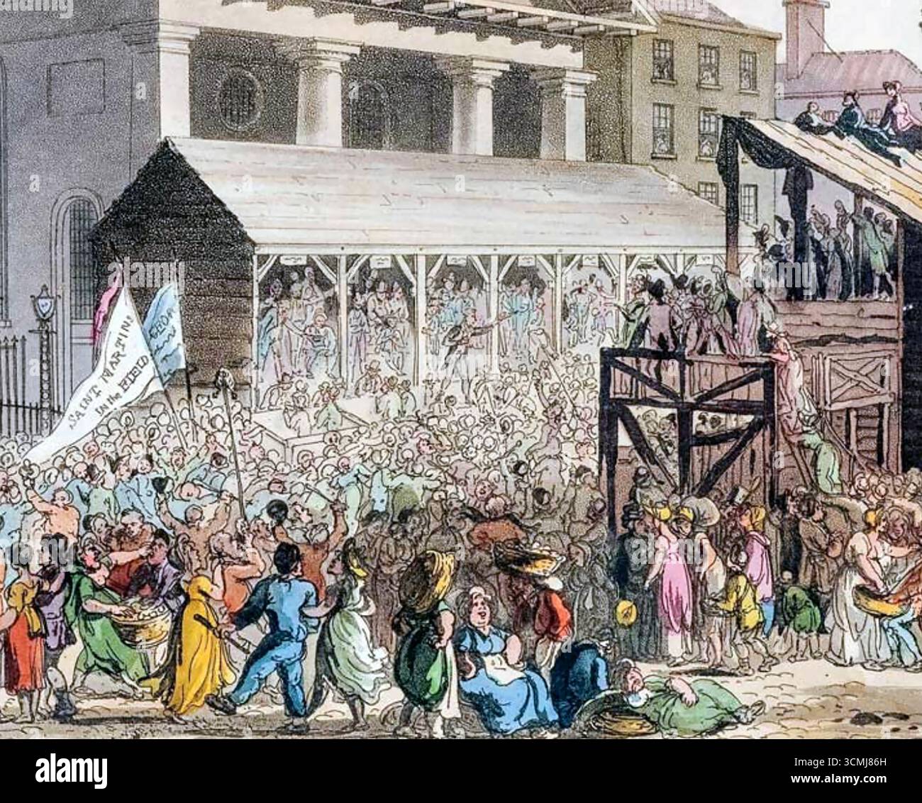 WAHLCARTOON von Thomas Rowlandson und Augustus Pugin über die Szene in Covent Garden während der Parlamentswahlen um 1810. Stockfoto