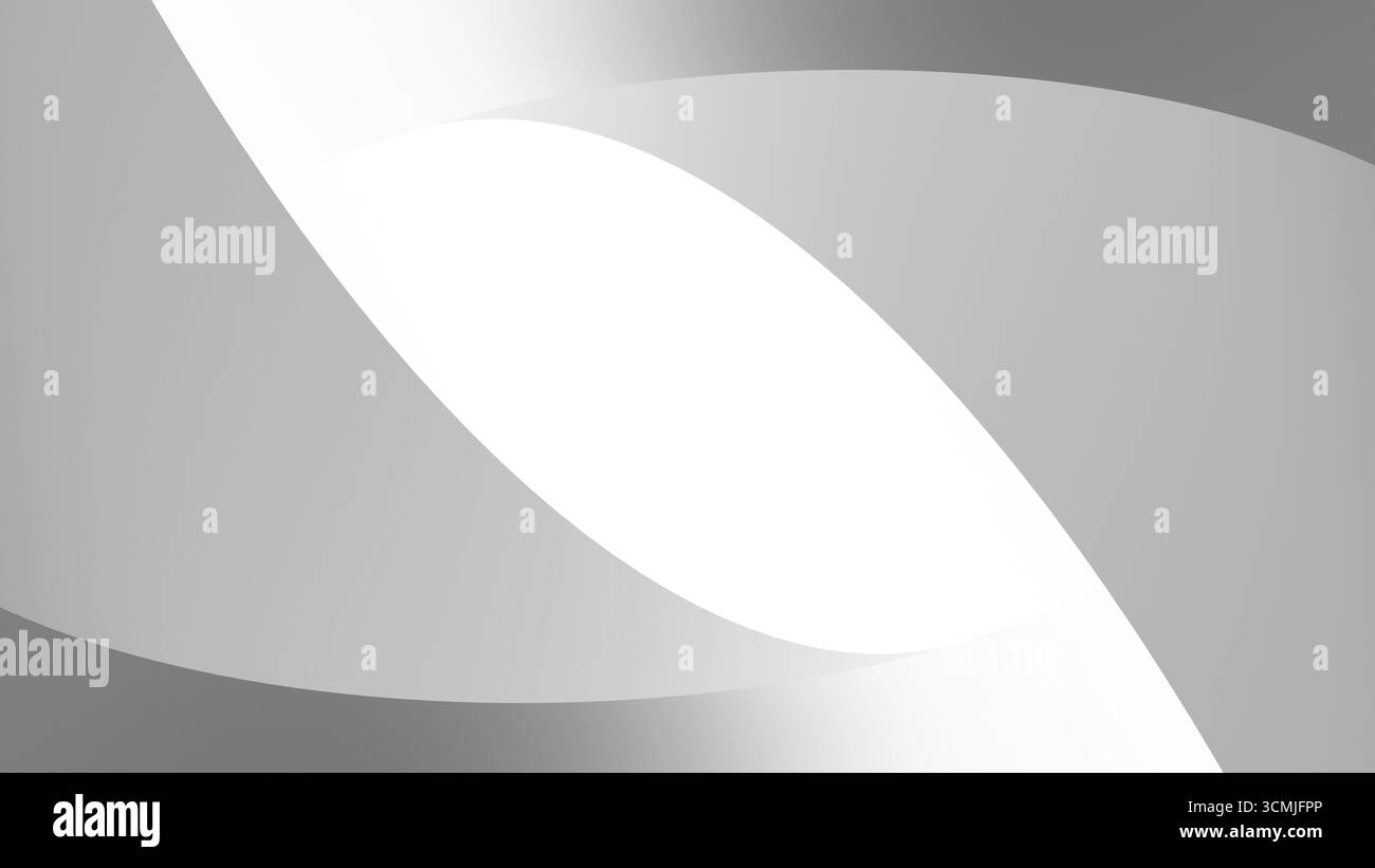 Abstrakte Komposition mit geschwungenen grauen und weißen Formen für ein glattes, fließendes symmetrisches Design. Perfekt für moderne Ästhetik, minimalistisch Stockfoto