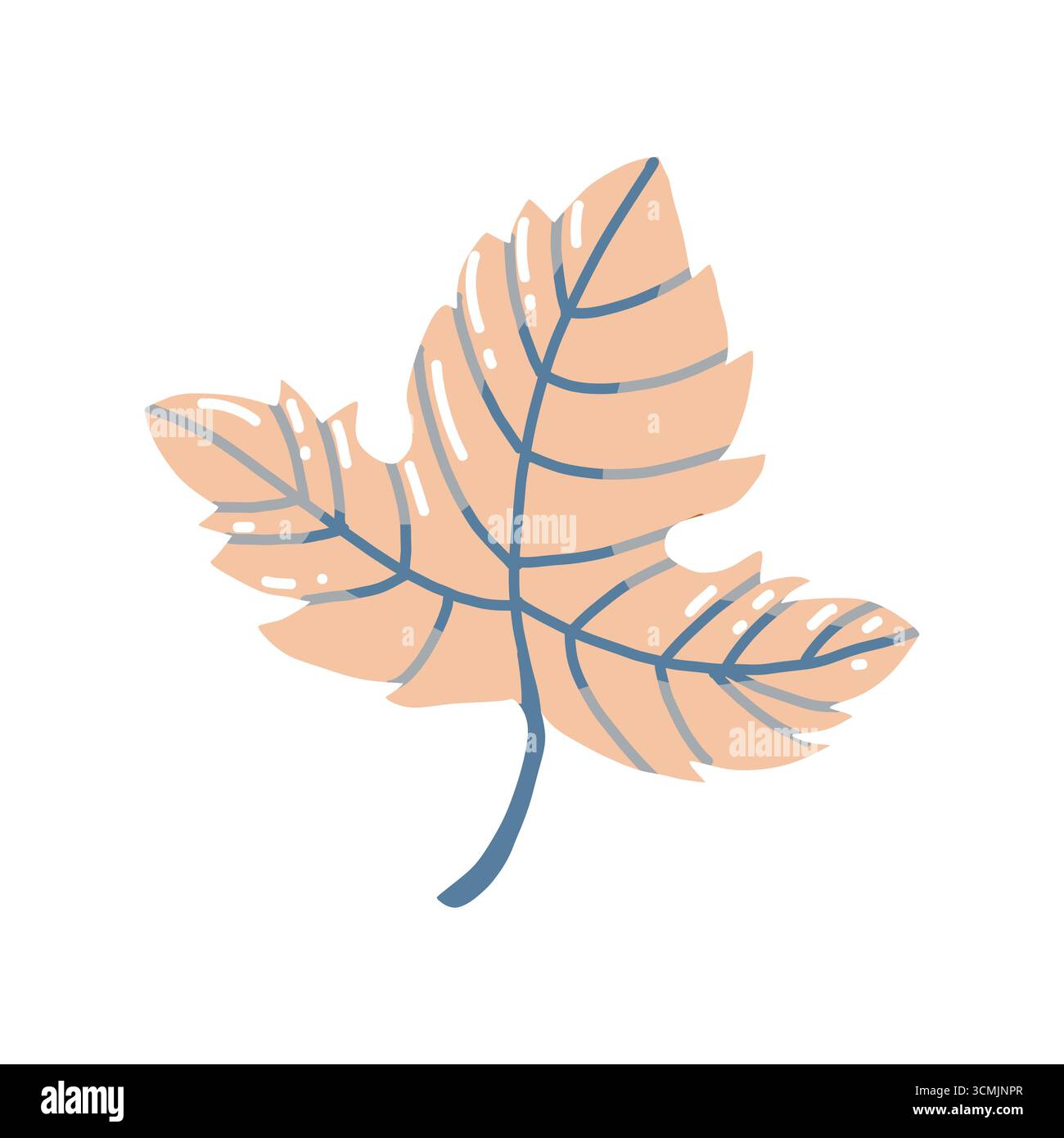 Herbstlaub-Clipart. Herbstsymbol mit beigefarbenem Blatt. Illustration des flachen Vektors auf weißem Hintergrund isoliert. Stock Vektor