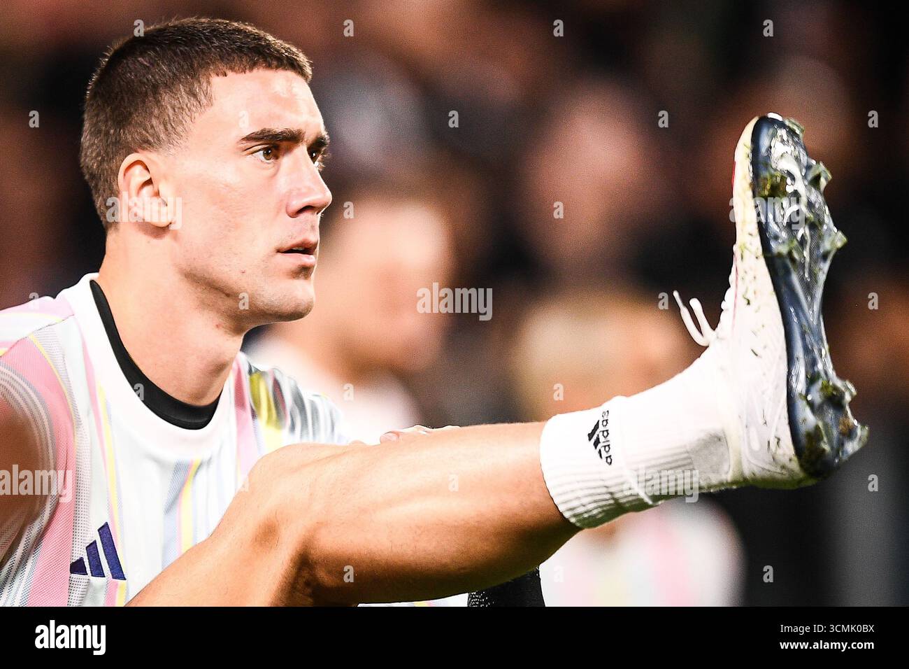 Dusan VLAHOVIC von Juventus während der UEFA Champions League, League-Phase, des 1. Spieltages des Fußballspiels zwischen Juventus FC und Borussia Dortmund am 16. September 2025 im Allianz-Stadion in Turin, Italien Stockfoto