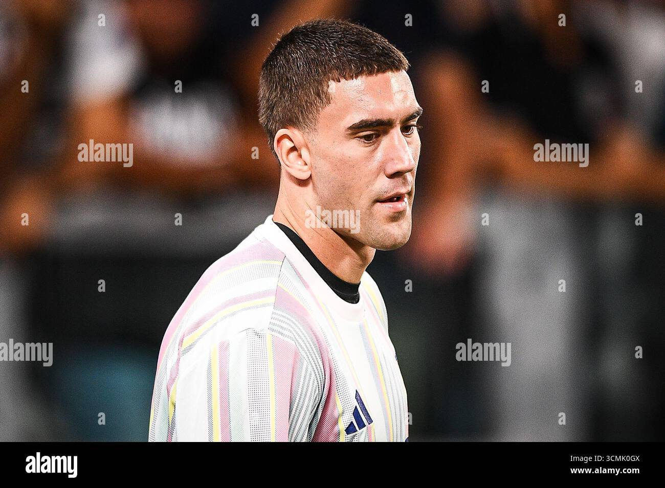 Dusan VLAHOVIC von Juventus während der UEFA Champions League, League-Phase, des 1. Spieltages des Fußballspiels zwischen Juventus FC und Borussia Dortmund am 16. September 2025 im Allianz-Stadion in Turin, Italien Stockfoto