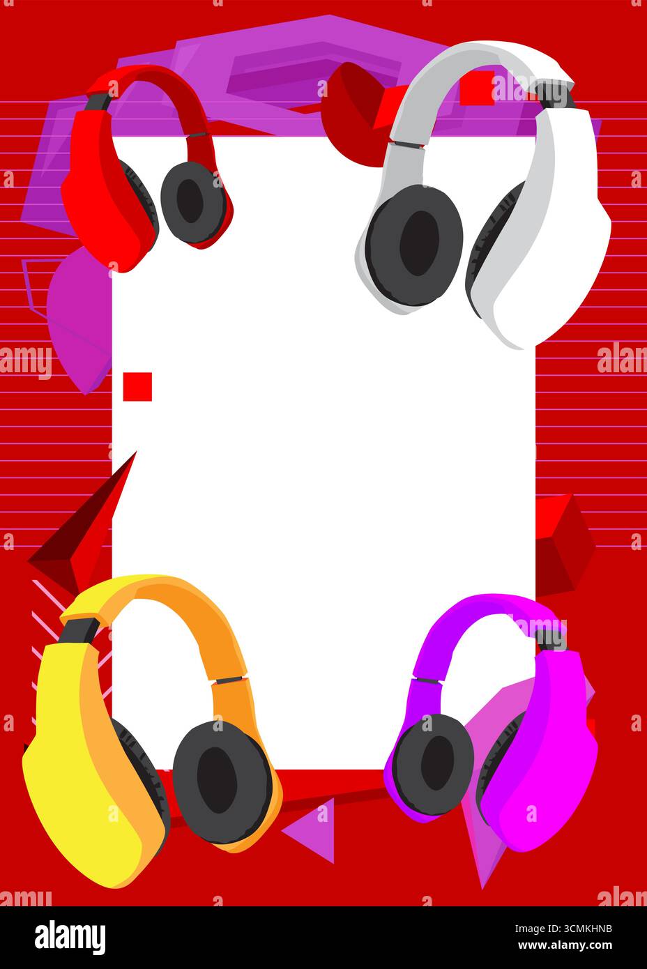 Geometrische Grafik im Retro-Design des Headsets. Minimale geometrische Elemente. Vintage abstrakte Formen Vektor-Illustration. Stock Vektor