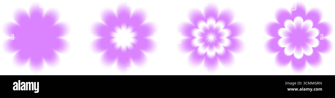 Blumenaura-Formen mit y2k-Unschärfe-Ästhetik für digitales Retro-Design und trendige BG. Stock Vektor