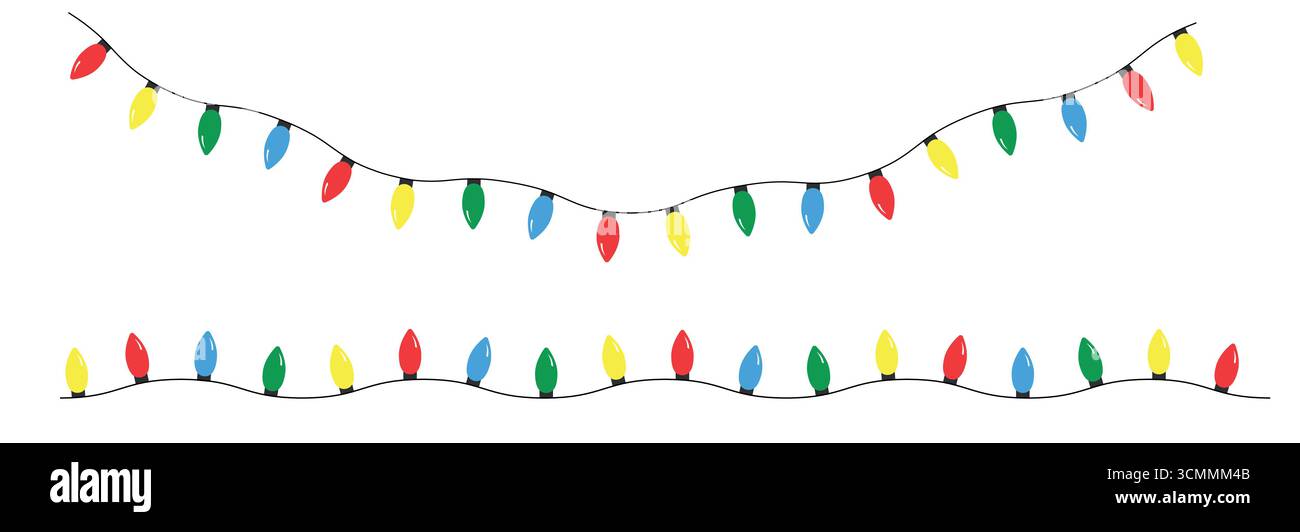 Vektor-Illustration einer Reihe von bunten Weihnachtslichtern Stock Vektor