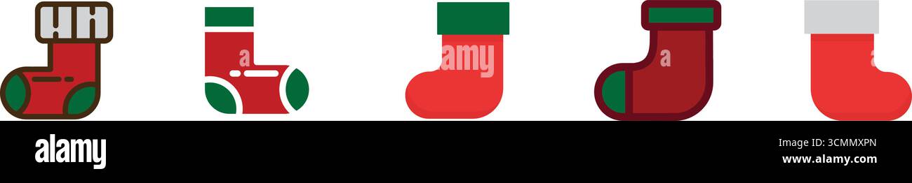 Buntes Set Socken Vektor Illustration. Mode, Kleidung und Accessoires ideal für Winterkleidung, Wäsche, Bekleidung und Textildesign. Stock Vektor