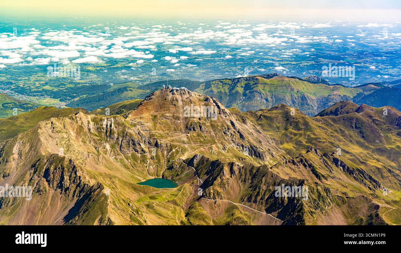 Französische pyrenäen aus der Vogelperspektive Stockfoto