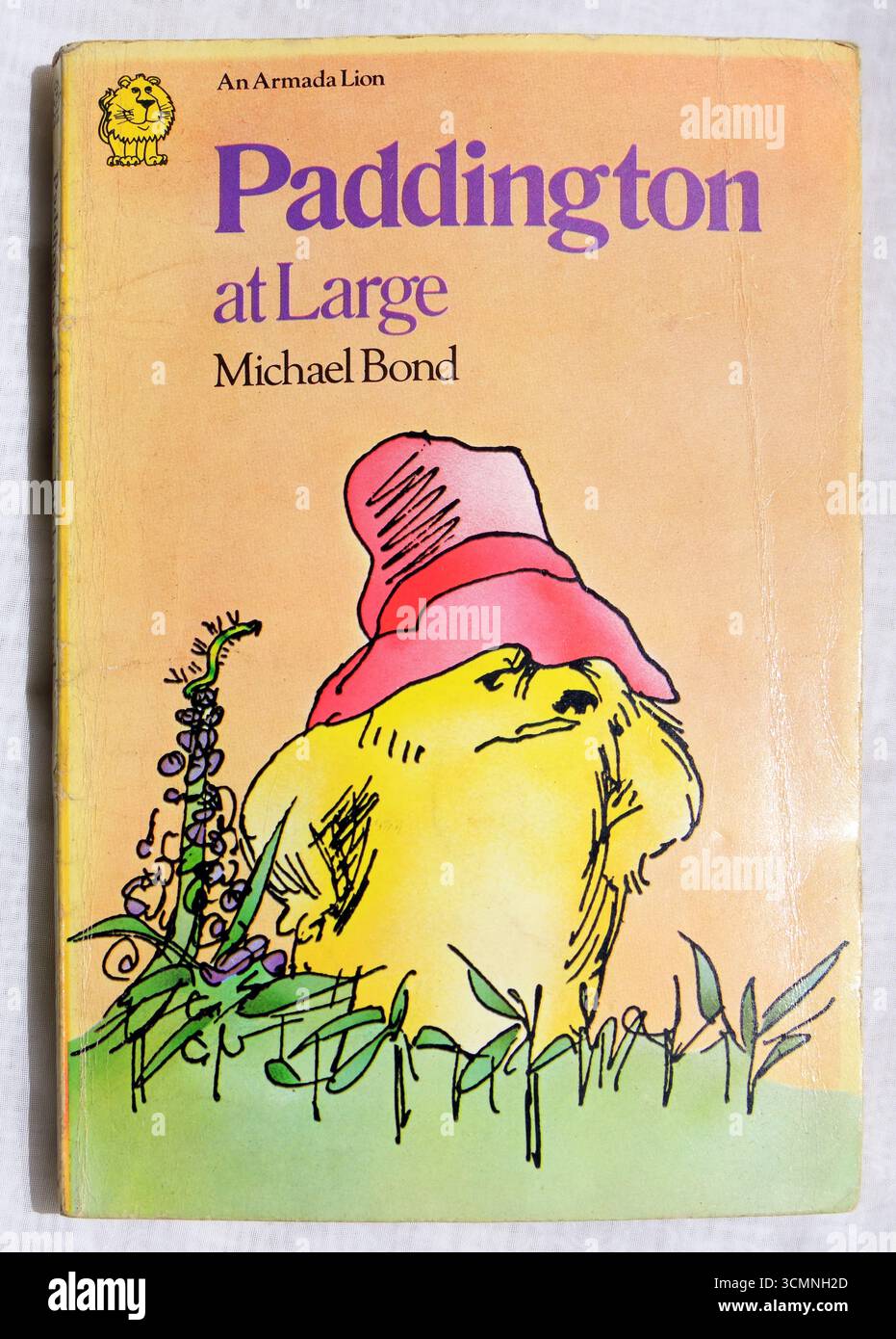 Paddington at Large - von Michael Bond. Foto des Taschenbucheinschlags auf hellem Hintergrund Stockfoto