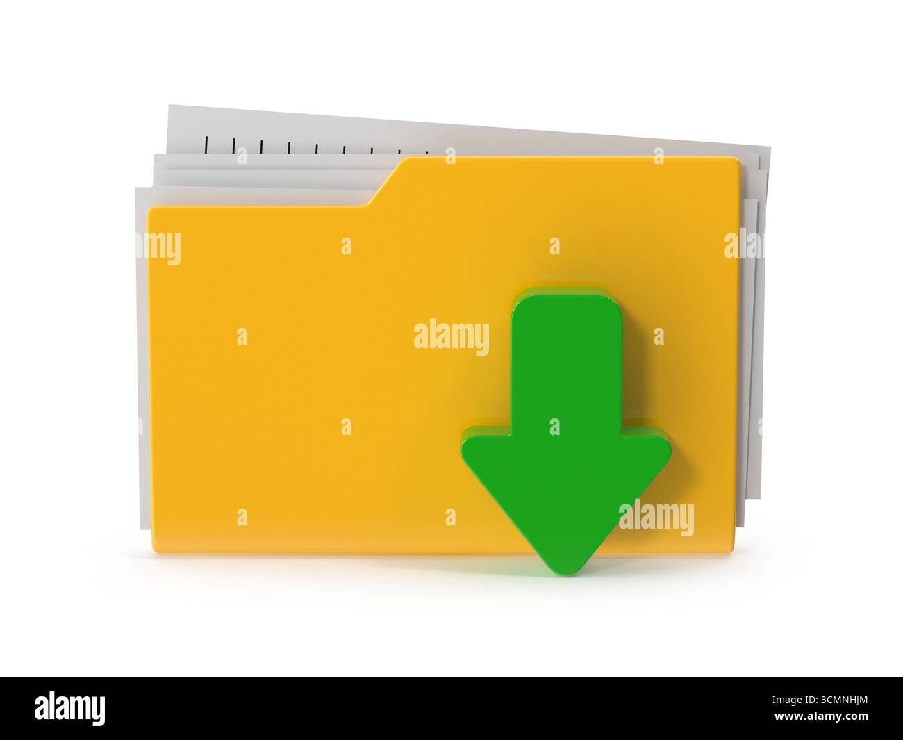 Ordner mit grünem Download-Pfeil Stockfoto