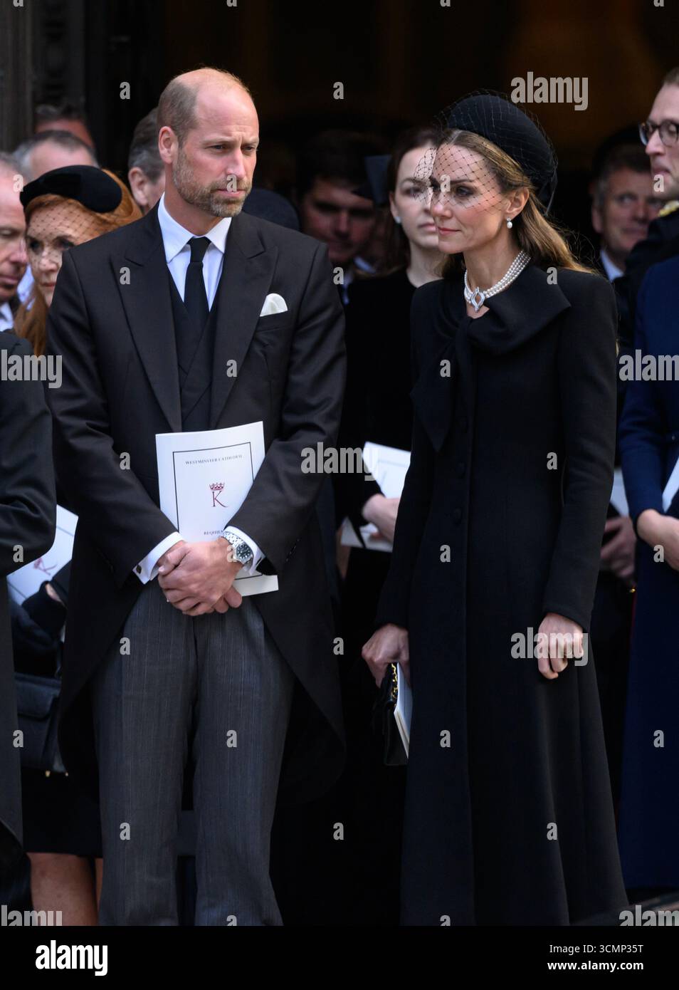 London, Großbritannien. September 2025. Prinz William, Prinz von Wales und Prinzessin von Wales bei der Beerdigung der Herzogin von Kent, Westminster Cat Stockfoto
