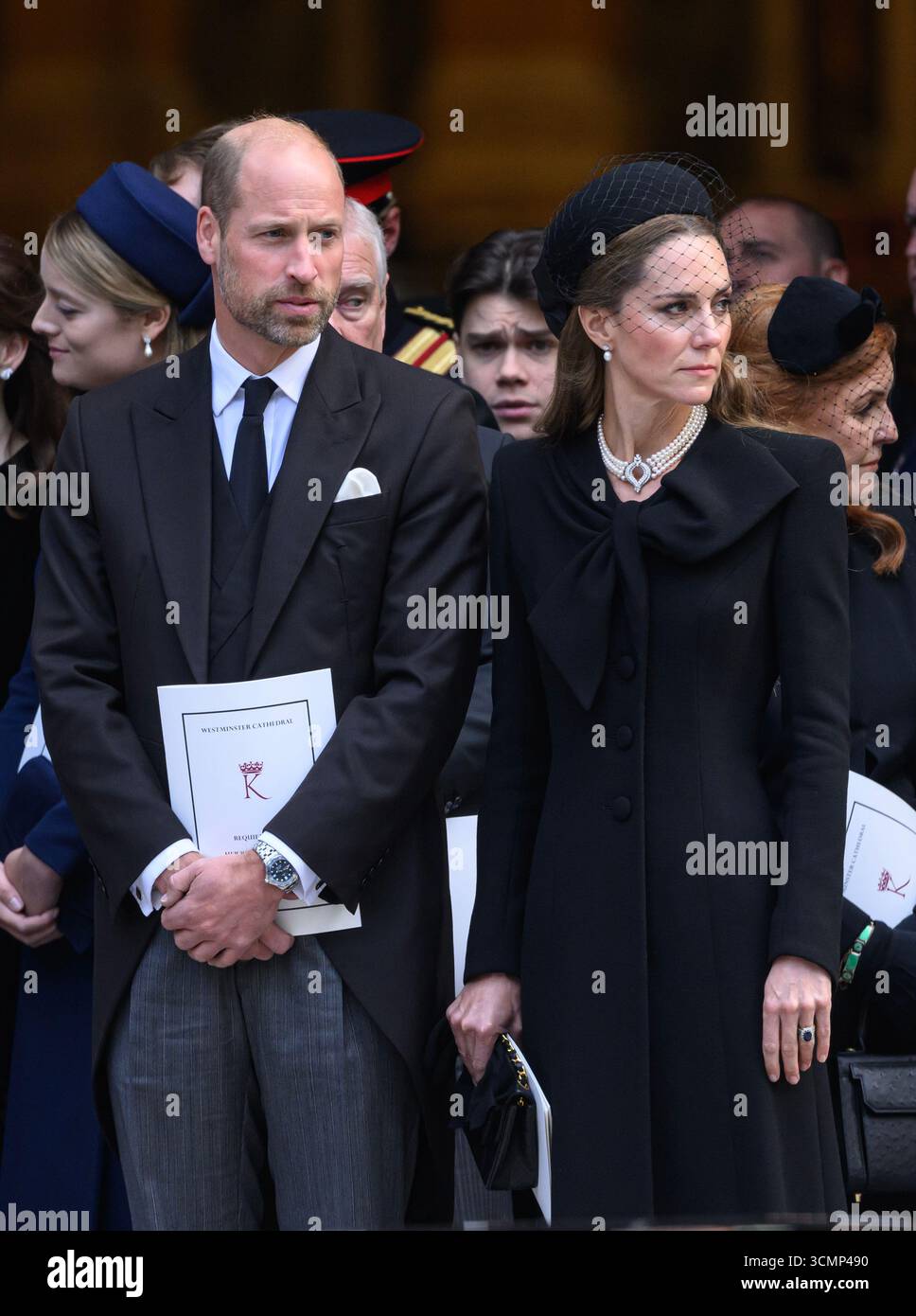London, Großbritannien. September 2025. Prinz William, Prinz von Wales und Prinzessin von Wales bei der Beerdigung der Herzogin von Kent, Westminster Cat Stockfoto