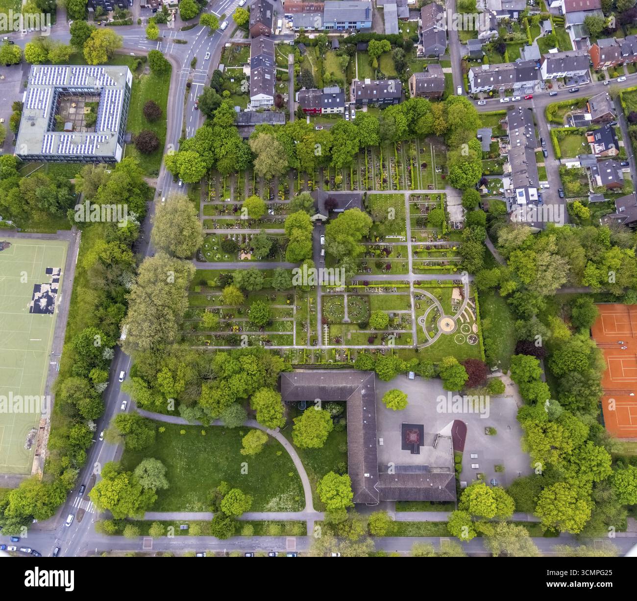 Luftbild, Hans-Tilkowski-Schule und Sportplatz, Eickel, Herne, Ruhrgebiet, Nordrhein-Westfalen, Deutschland, Bildung, Bildungseinrichtung, DE Stockfoto