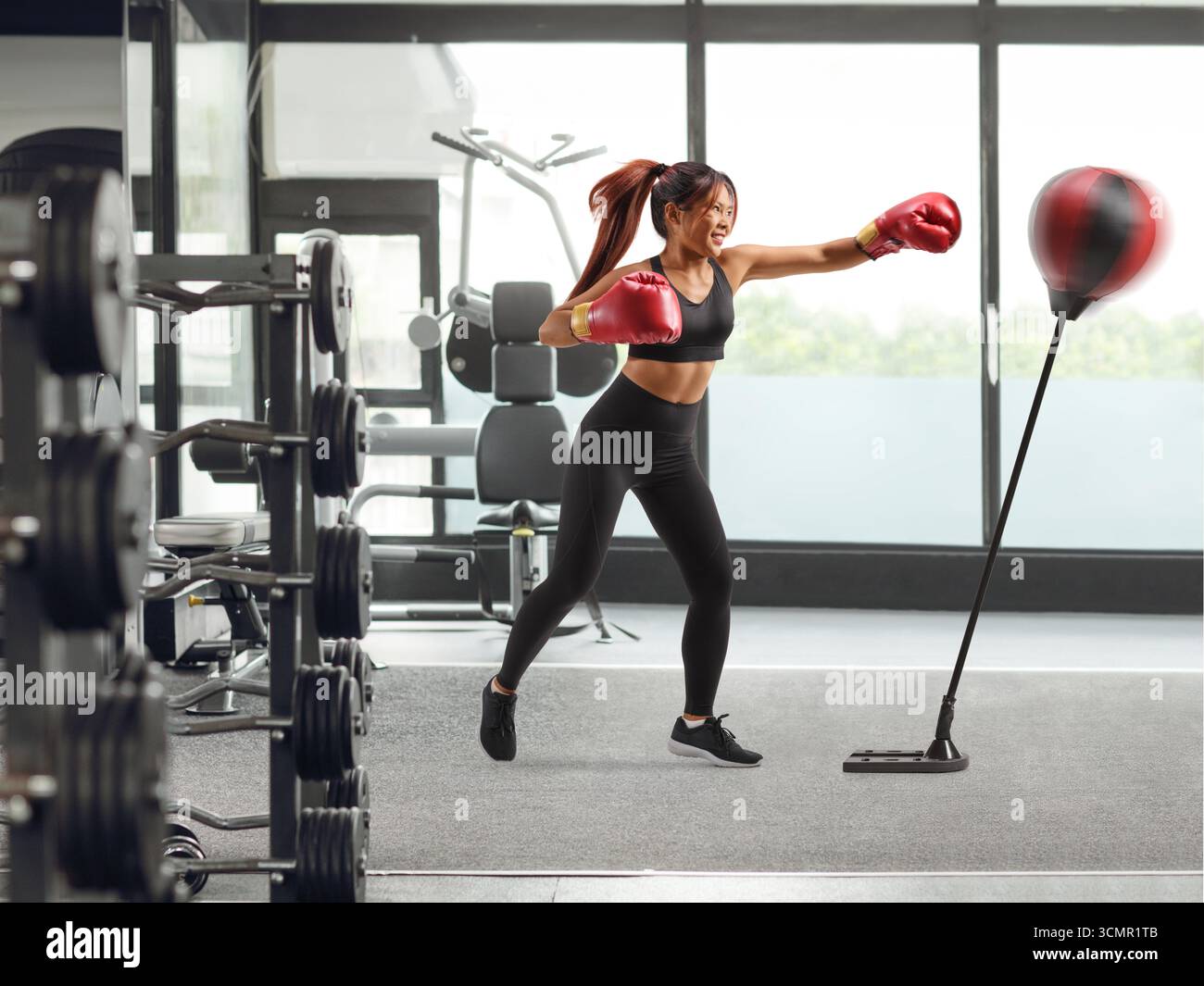 Eine Trainingsbox für Frauen in einem Fitnessstudio Stockfoto