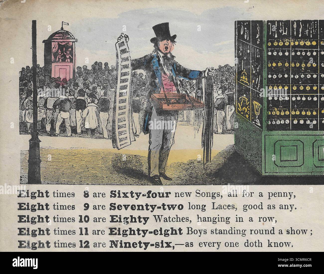 Die achtfache Tabelle aus Grandmamma Easy's Merry Multiplication, veröffentlicht von Dean and Son, 11 Ludgate Hill, London, 1845. Stockfoto