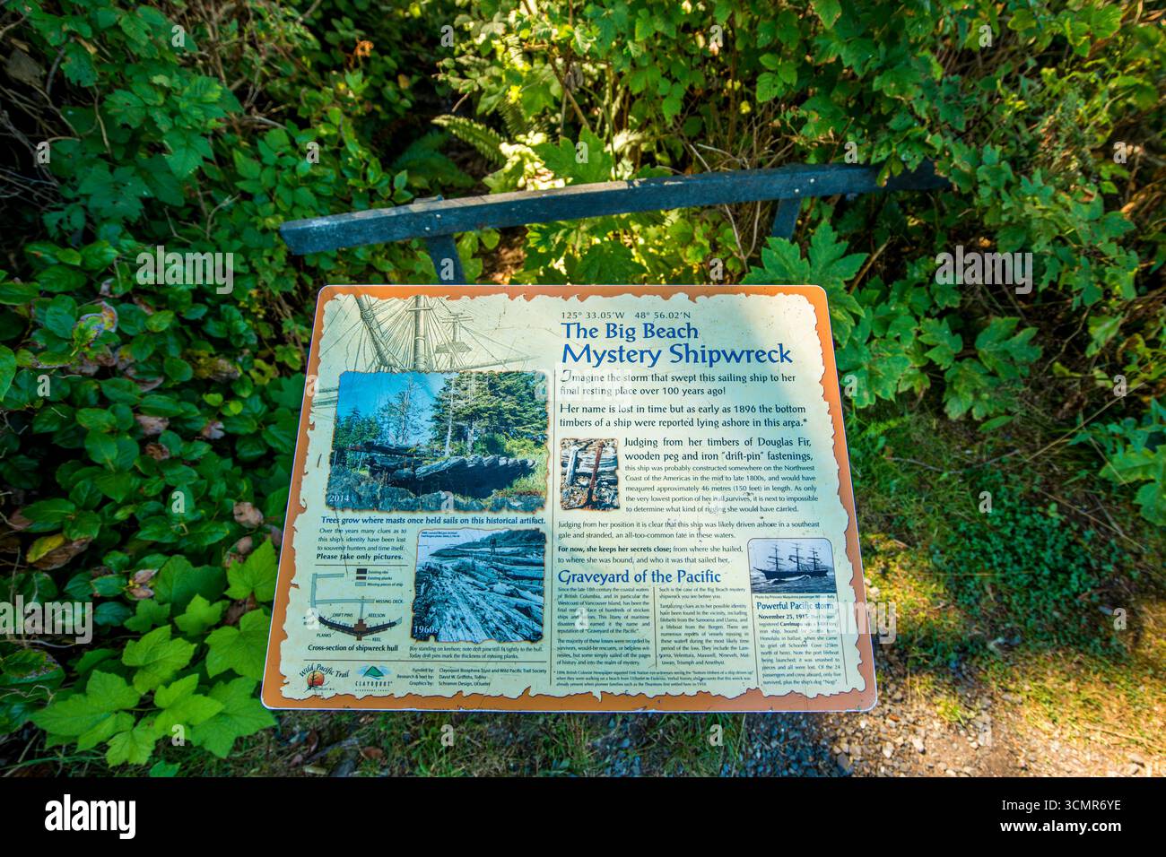 Mysteriöses Schiffswrack der 1800er Jahre auf Big Beach, Ucluelet, Vancouver Island, British Columbia, Kanada Stockfoto