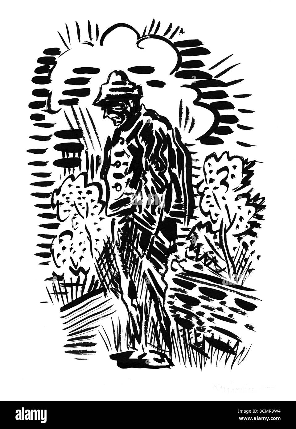 Schuld von Arnold Peter Weisz Kubincan, slowakische Malerei der Moderne des frühen 20. Jahrhunderts, expressive emotionale Szene, gemeinfreie Kunst Stockfoto