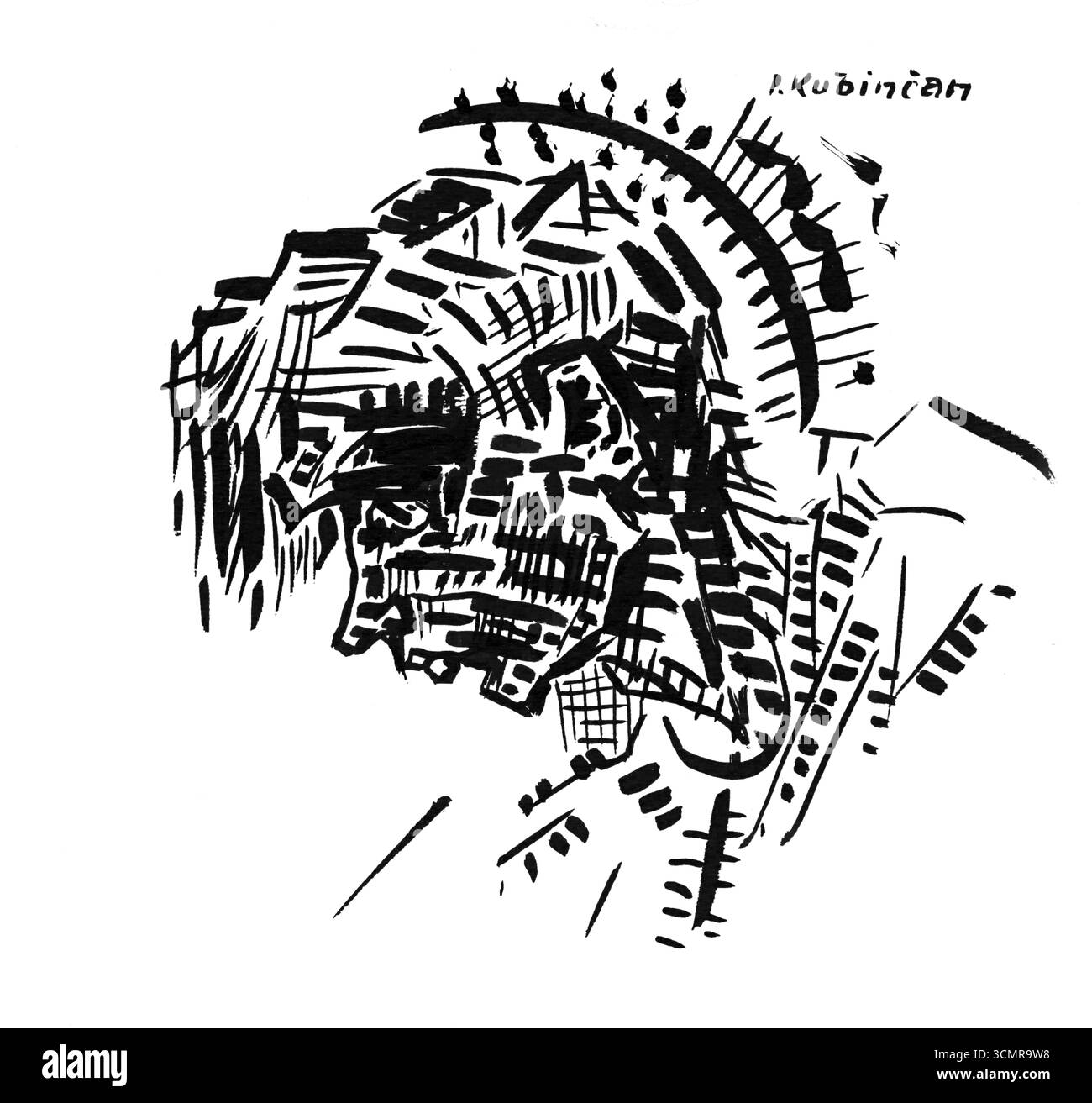 Angeführt von Arnold Peter Weisz Kubincan, slowakische modernistische Malerei des frühen 20. Jahrhunderts, expressive Porträtstudie, gemeinfreie Kunst Stockfoto