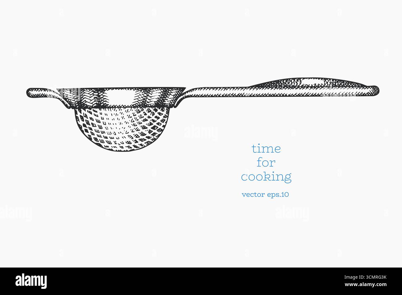 Hand gezeichnet Vintage Stil Vektor Illustration eines klassischen Küchensiebs nicht AI generiert. Erstellt mit Retro Graving Line Art Technique Utensil. Stock Vektor