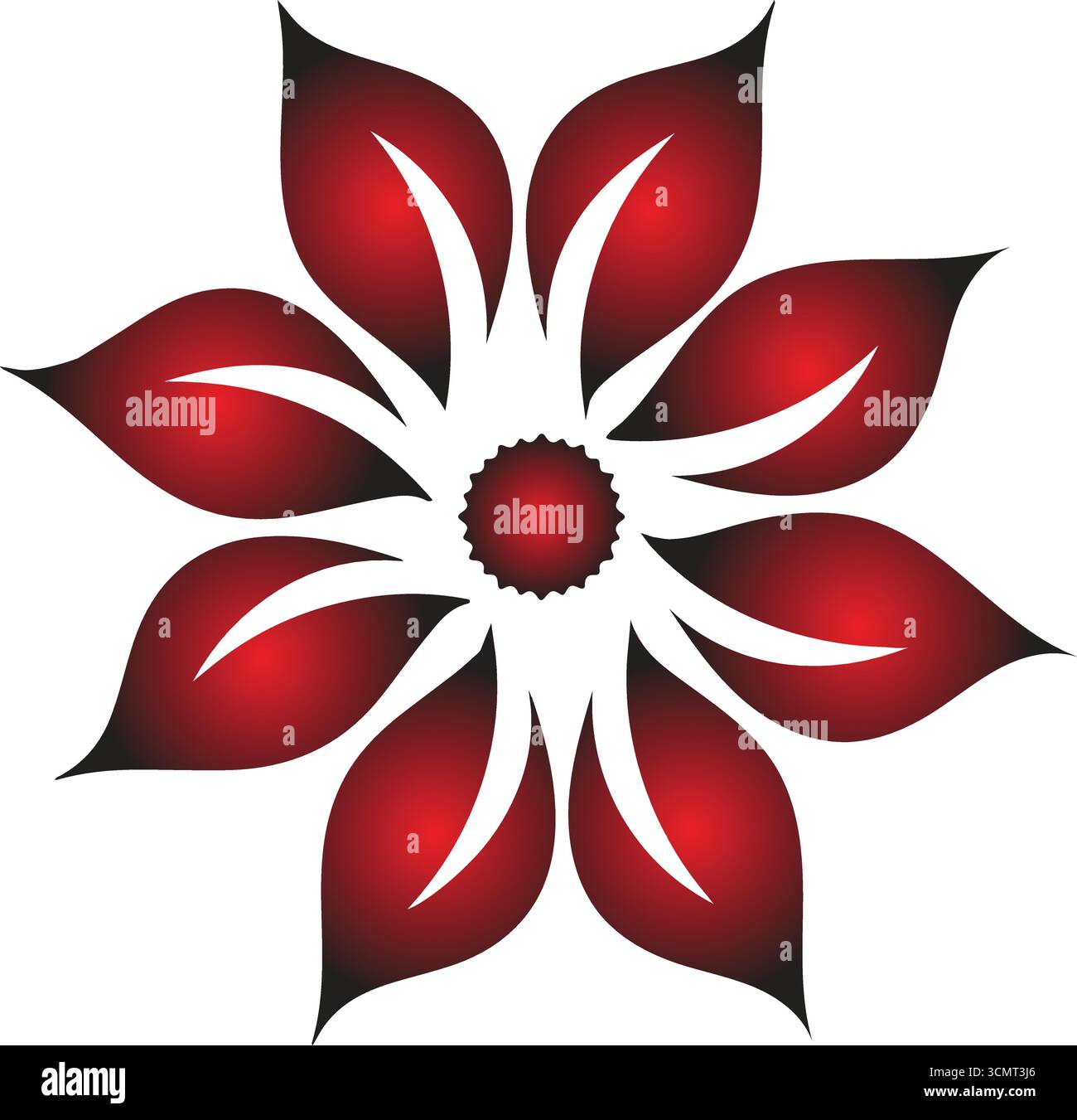 Ein geometrischer, abstrakter und künstlerischer Look, eine Blume, Mandalas, oder dekoratives Muster, Blume, die einen Verlaufseffekt verleiht. Bunte Blume bunt, Blume Stock Vektor