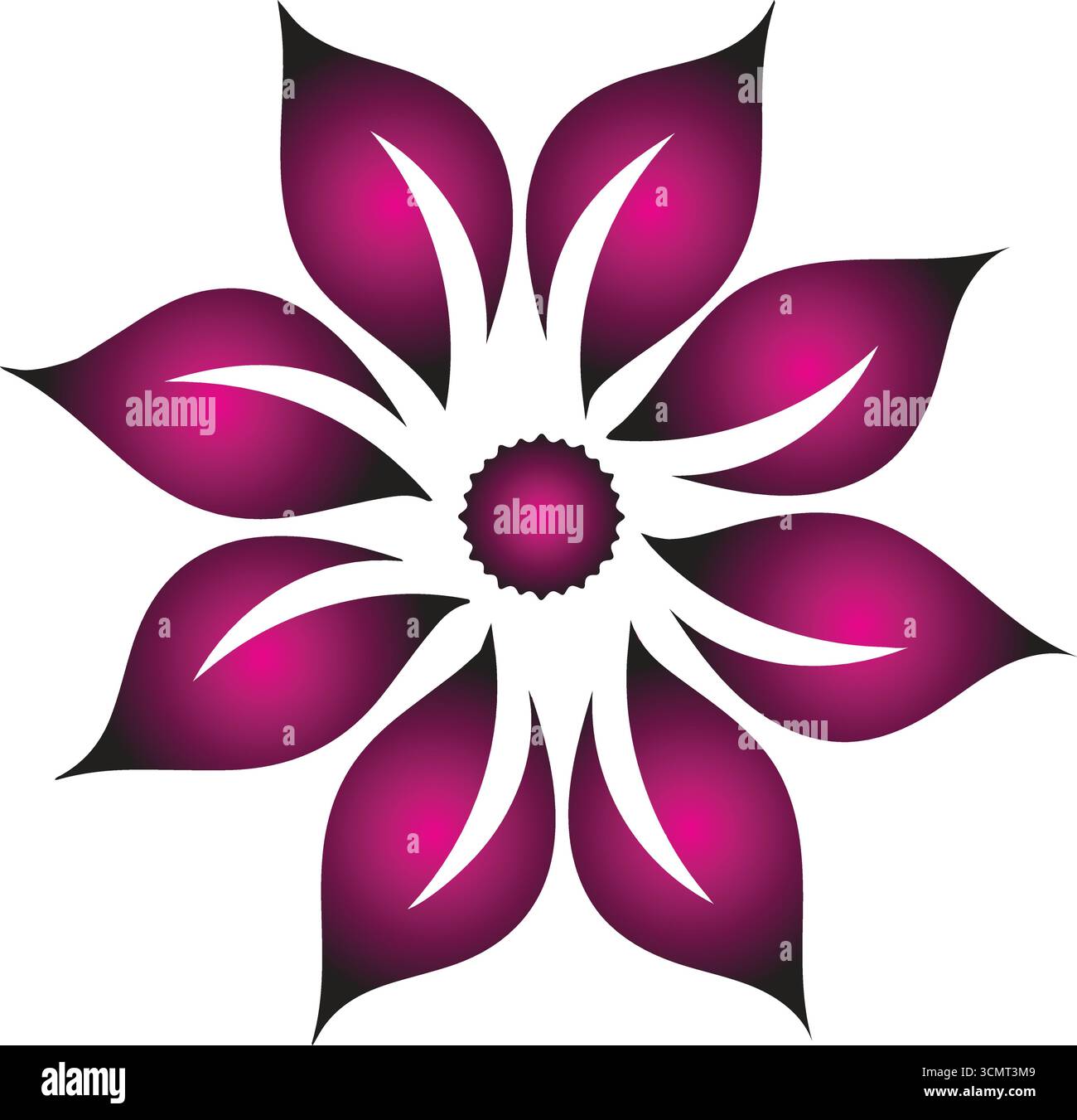 Ein geometrischer, abstrakter und künstlerischer Look, eine Blume, Mandalas, oder dekoratives Muster, Blume, die einen Verlaufseffekt verleiht. Bunte Blume bunt, Blume Stock Vektor