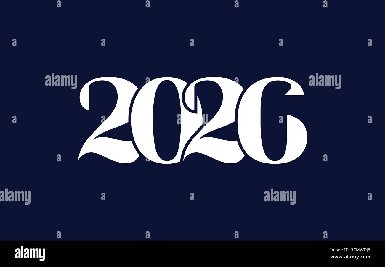 2026 Happy New Year Hintergrund Design mit farbenfroher Linie. Grußkarte „Happy New Year 2026“ Stock Vektor